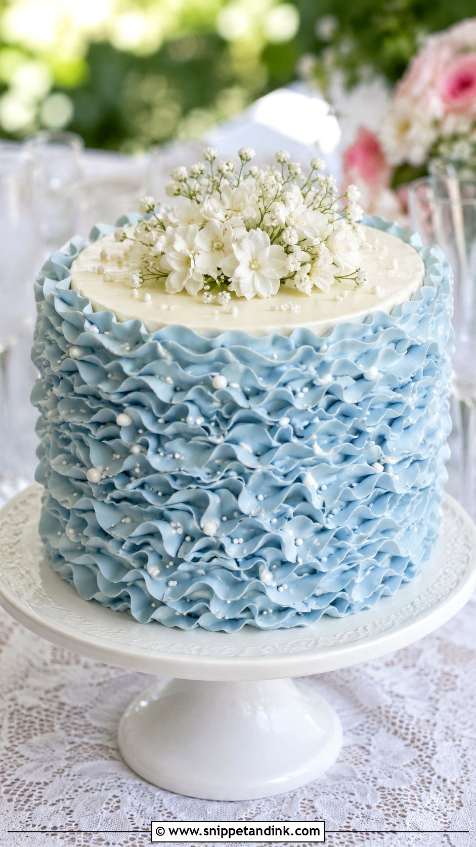 Blue Ruffle Cake - Snippet and Ink - 25 Something Blue Cake Ideas
