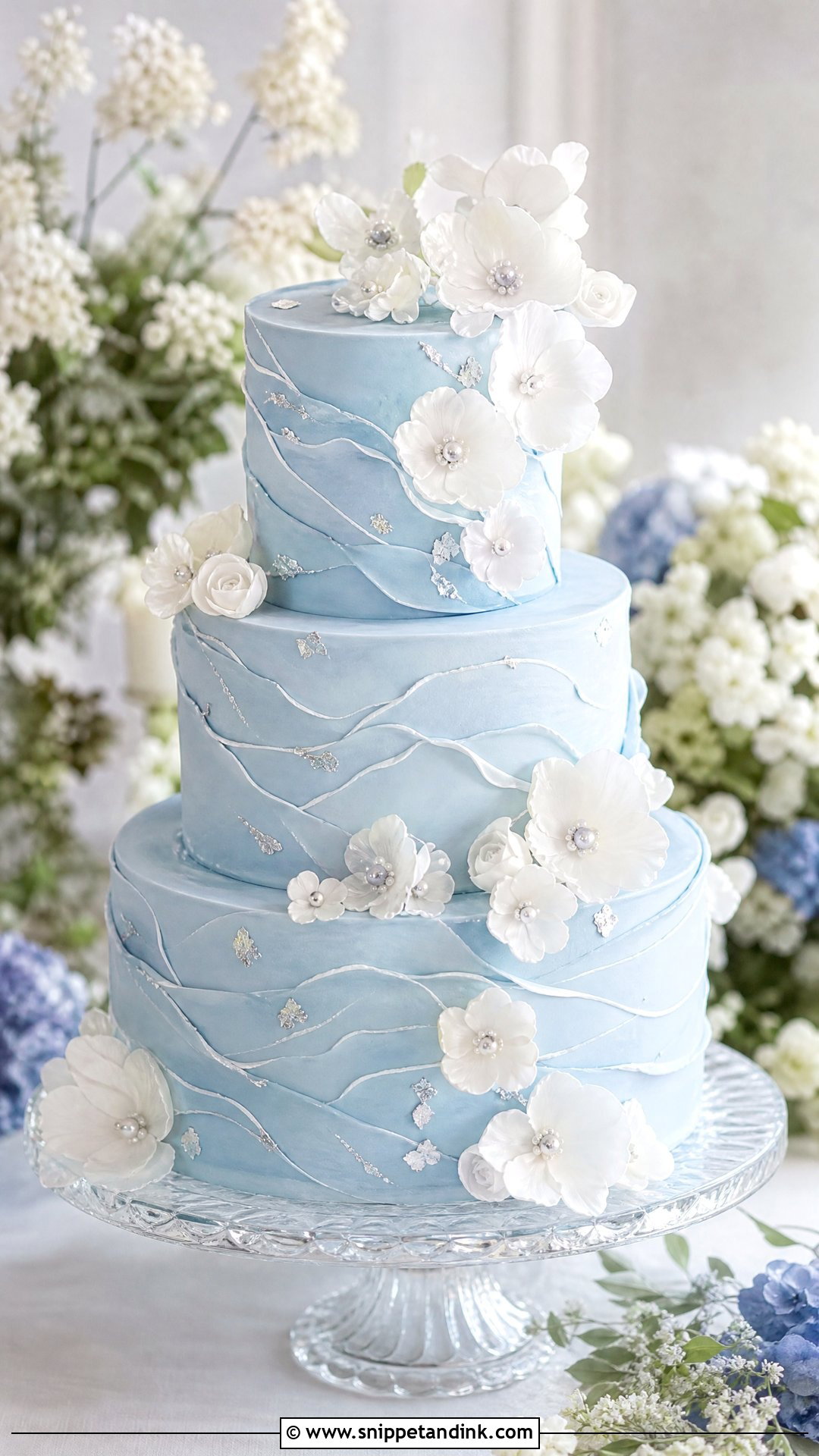 Blue Ruffle Wedding Cake - Snippet and Ink - 30 Blue Cake Aesthetic Ideas for Wedding