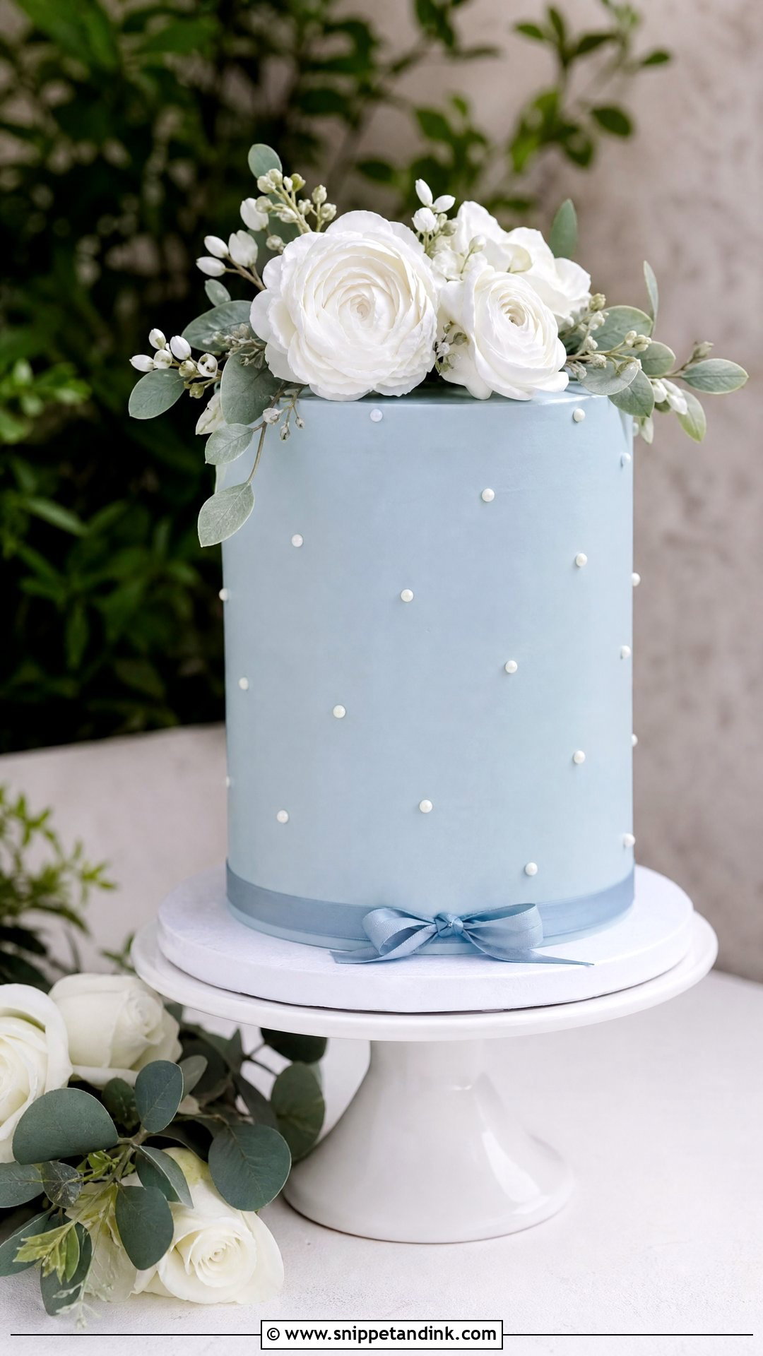 Blue Single Tier Wedding Cake - Snippet and Ink - 30 Blue Cake Aesthetic Ideas for Wedding