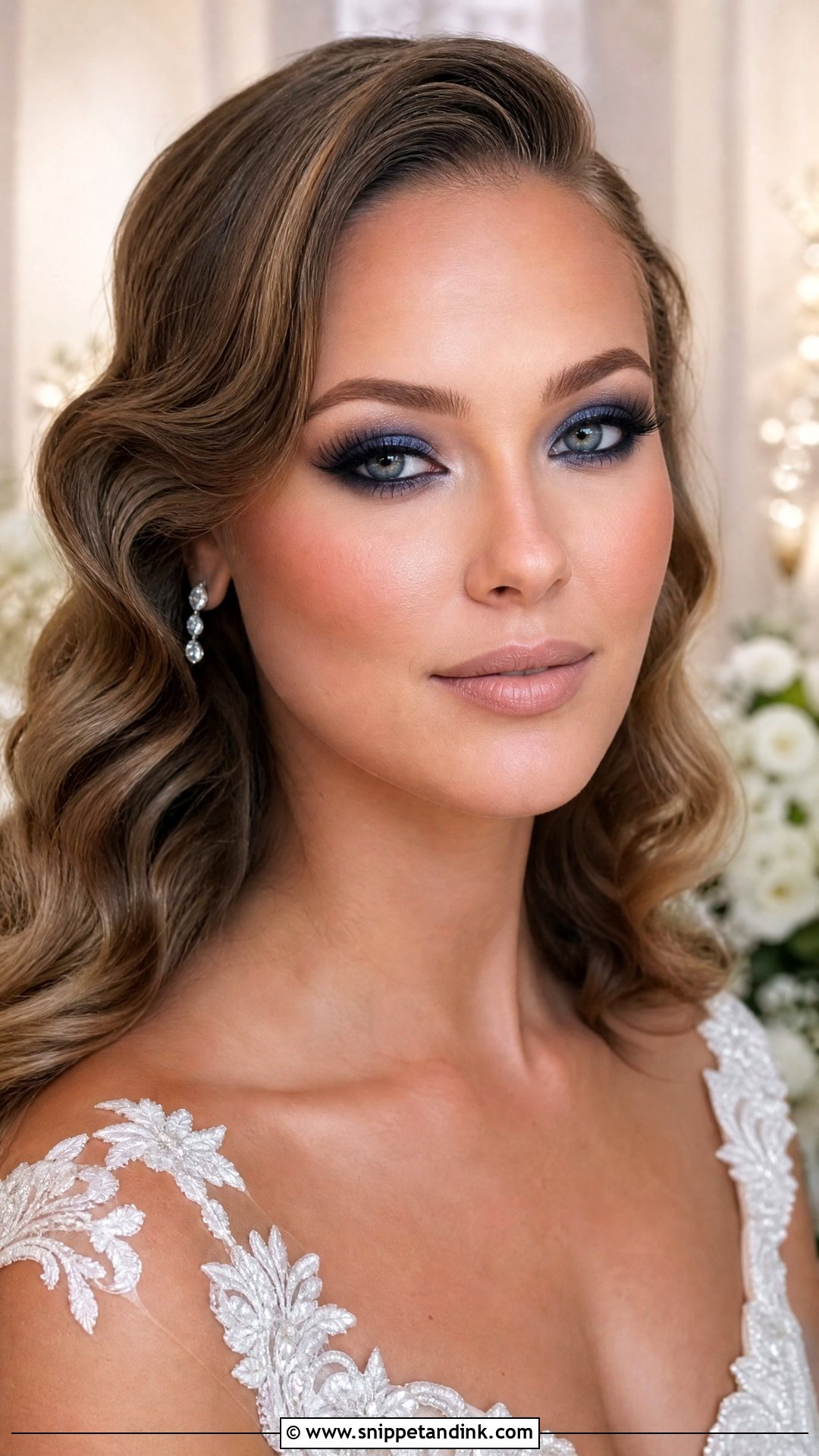 Blue Smokey Eye Bridal Makeup - Snippet and Ink - 20 Blue Bridal Makeup Ideas