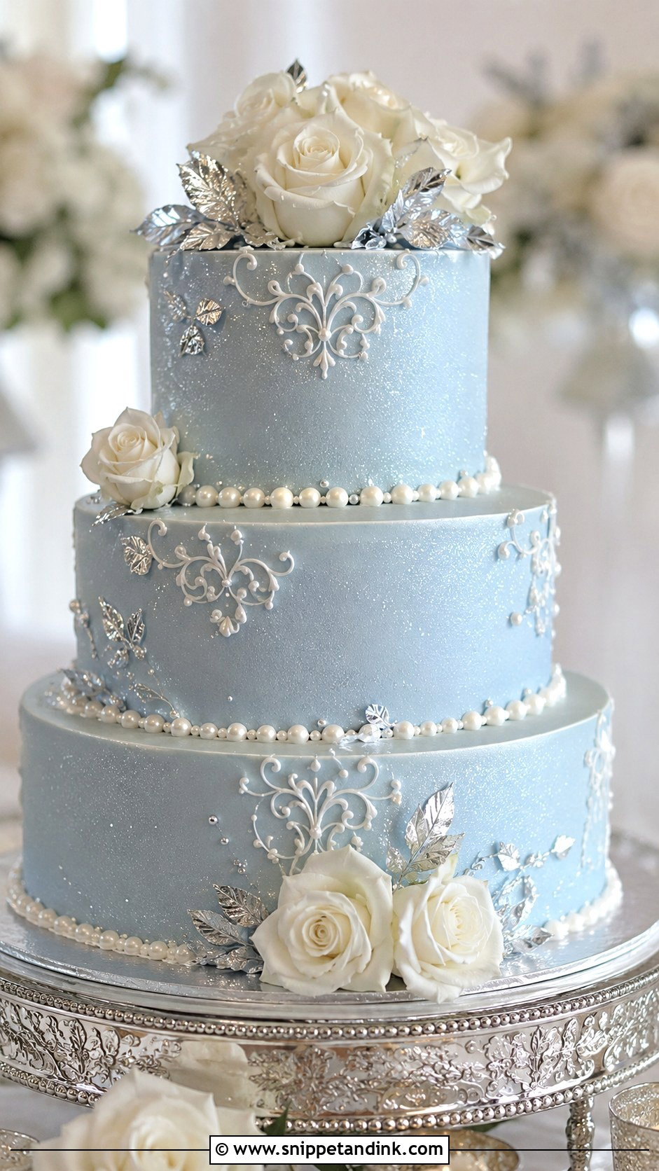 Blue Sparkle Wedding Cake - Snippet and Ink - 30 Sparkle Wedding Cake Ideas
