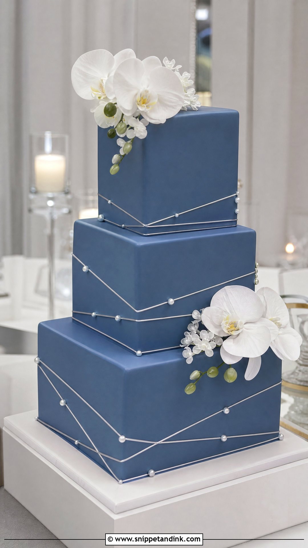 Blue Square Wedding Cake - Snippet and Ink - 30 Blue Cake Aesthetic Ideas for Wedding