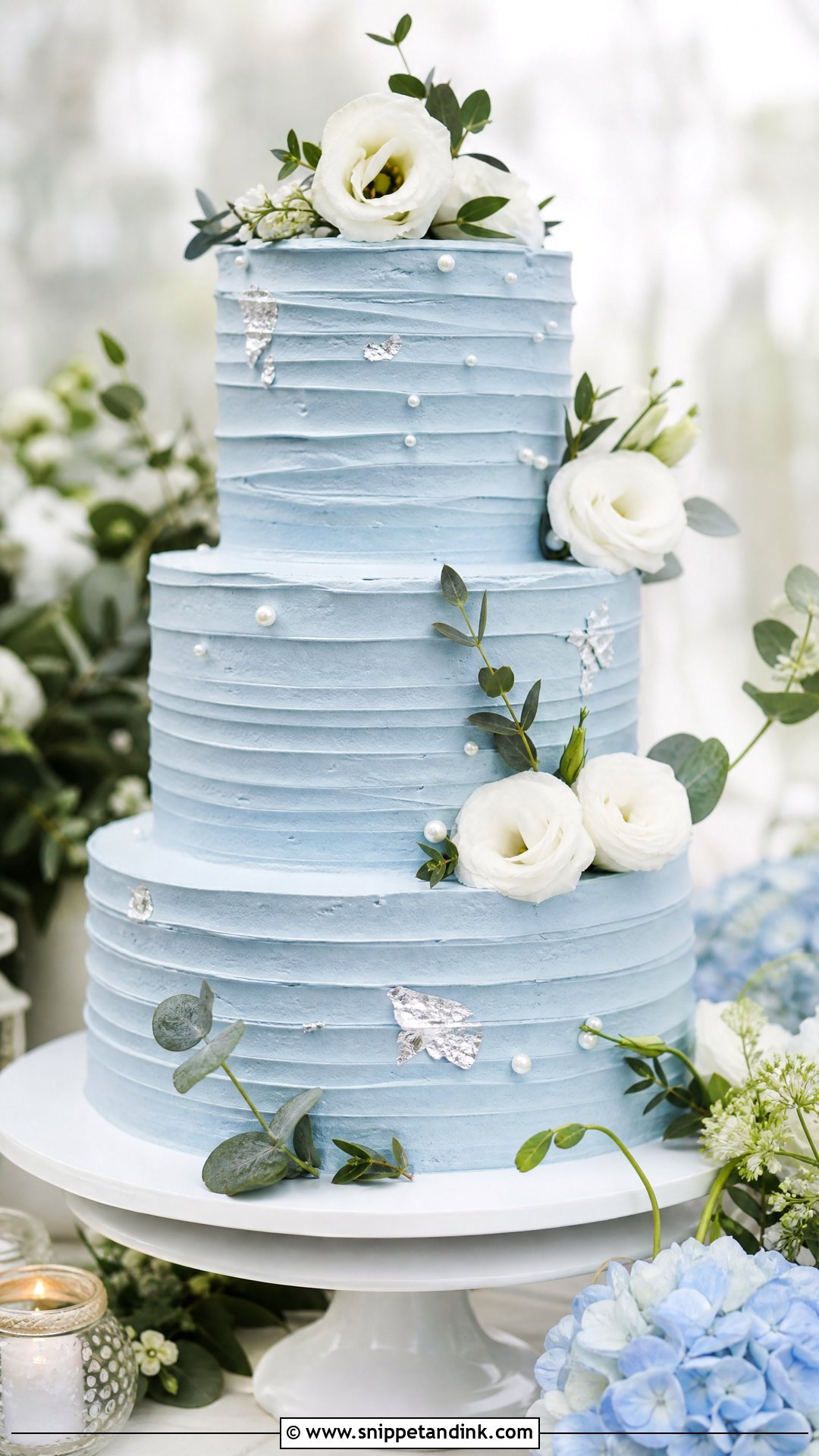 Blue Textured Buttercream Wedding Cake - Snippet and Ink - 30 Blue Cake Aesthetic Ideas for Wedding