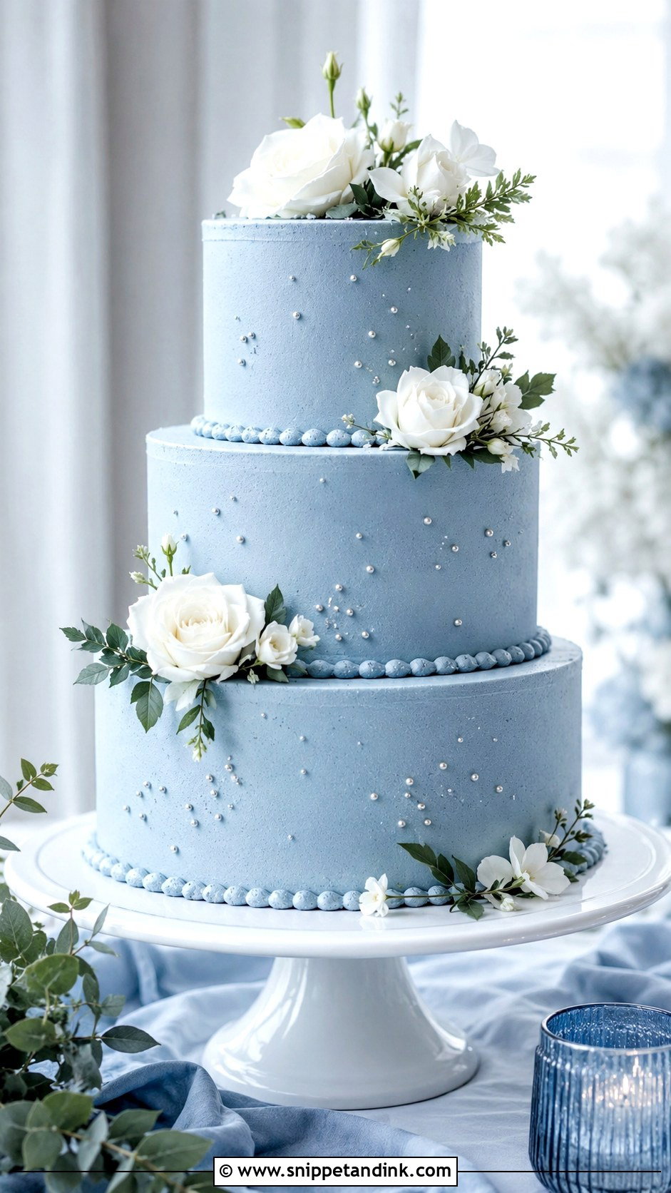 Blue Tiered Wedding Cake - Snippet and Ink - 30 Tiered Wedding Cakes