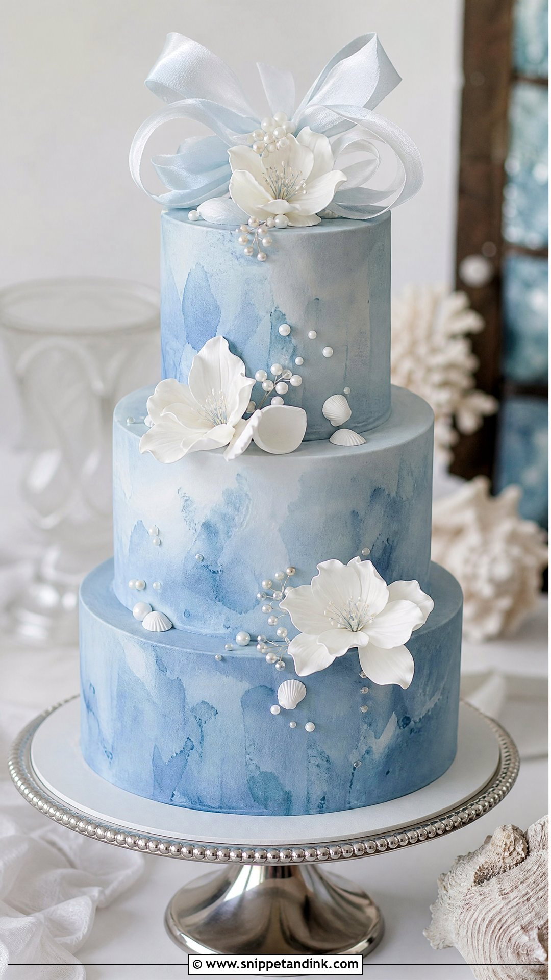 Blue Tiered Wedding Cake - Snippet and Ink - 20 Tier Cake Designs for Wedding
