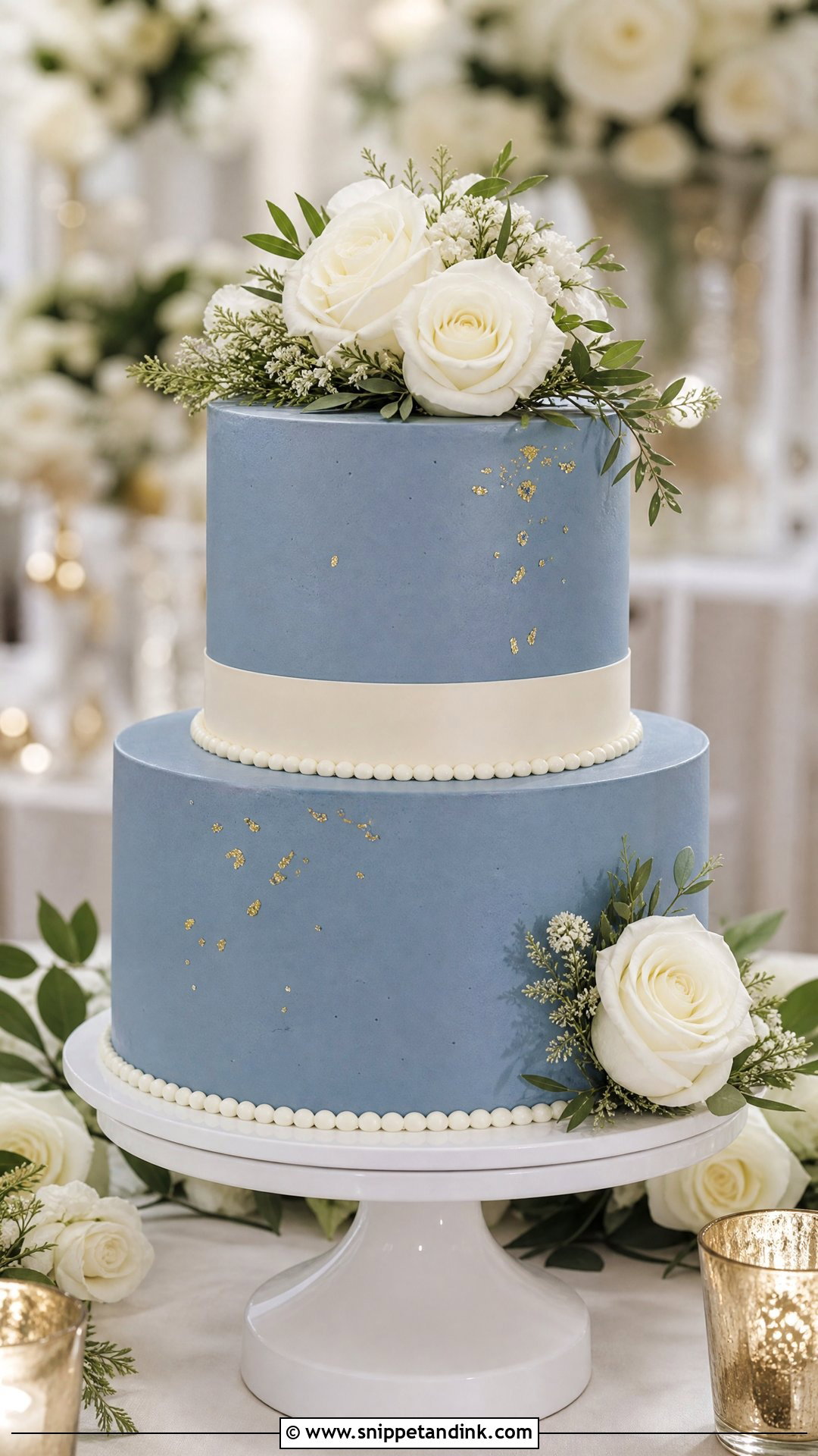Blue Two Tier Wedding Cake - Snippet and Ink - 30 Blue Cake Aesthetic Ideas for Wedding