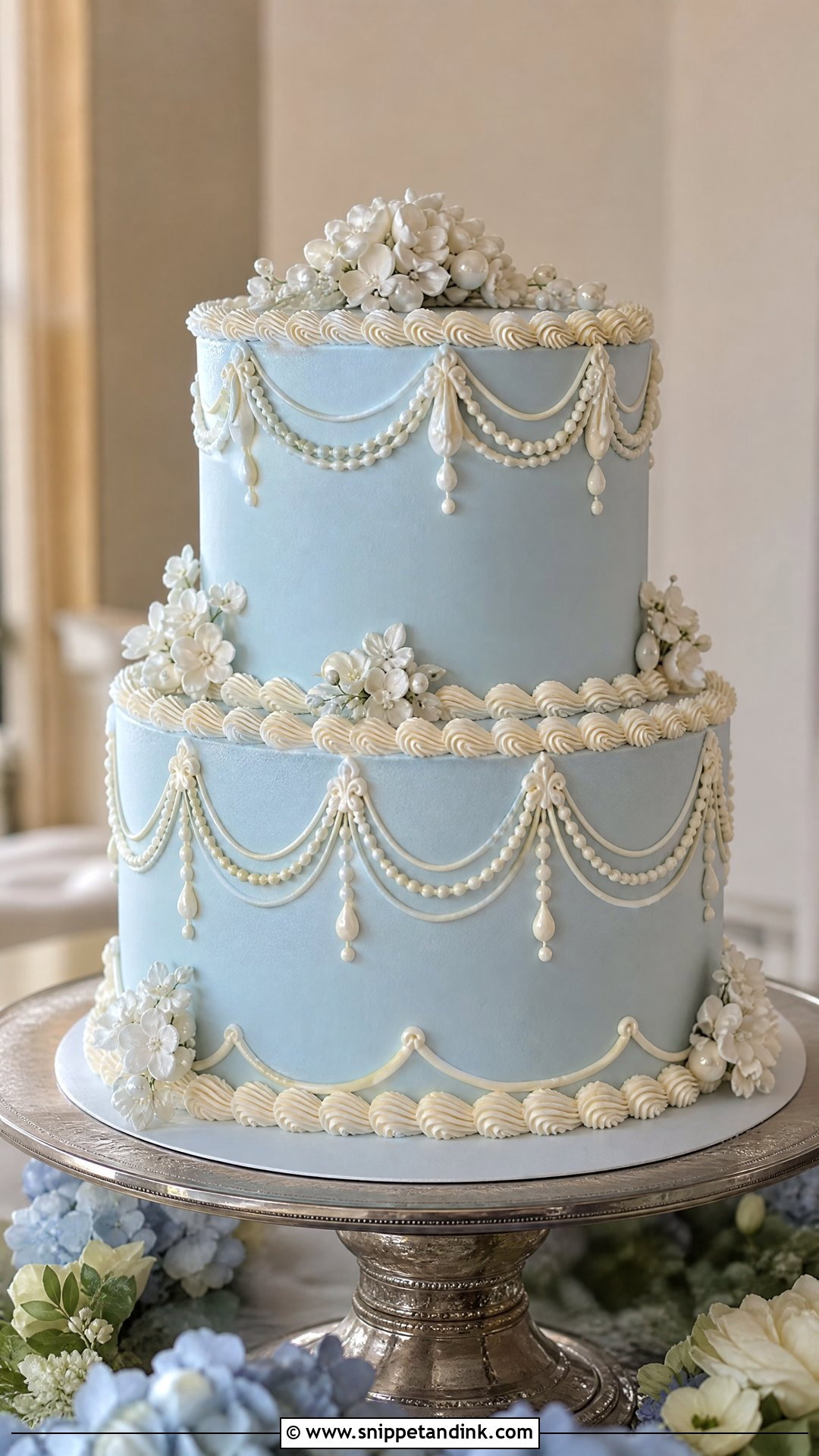 Blue Vintage Wedding Cake - Snippet and Ink - 20 Let Them Eat Cake Aesthetic Ideas for Wedding