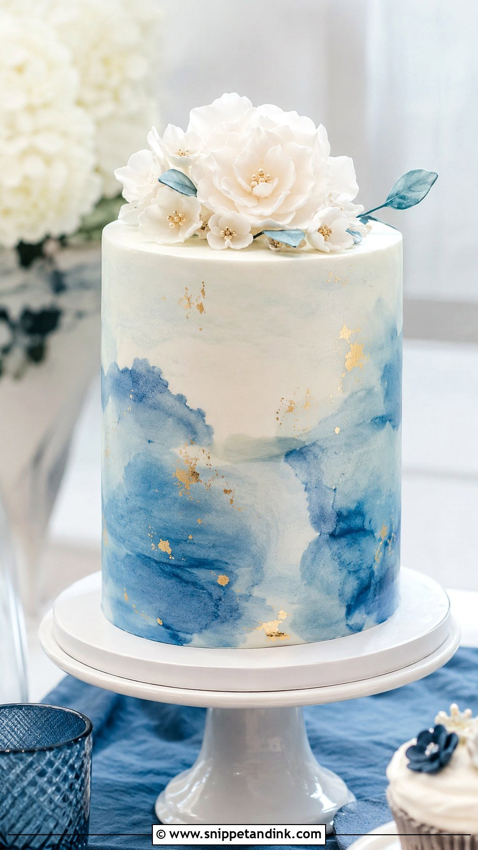 Blue Watercolor Cake - Snippet and Ink - 25 Something Blue Cake Ideas