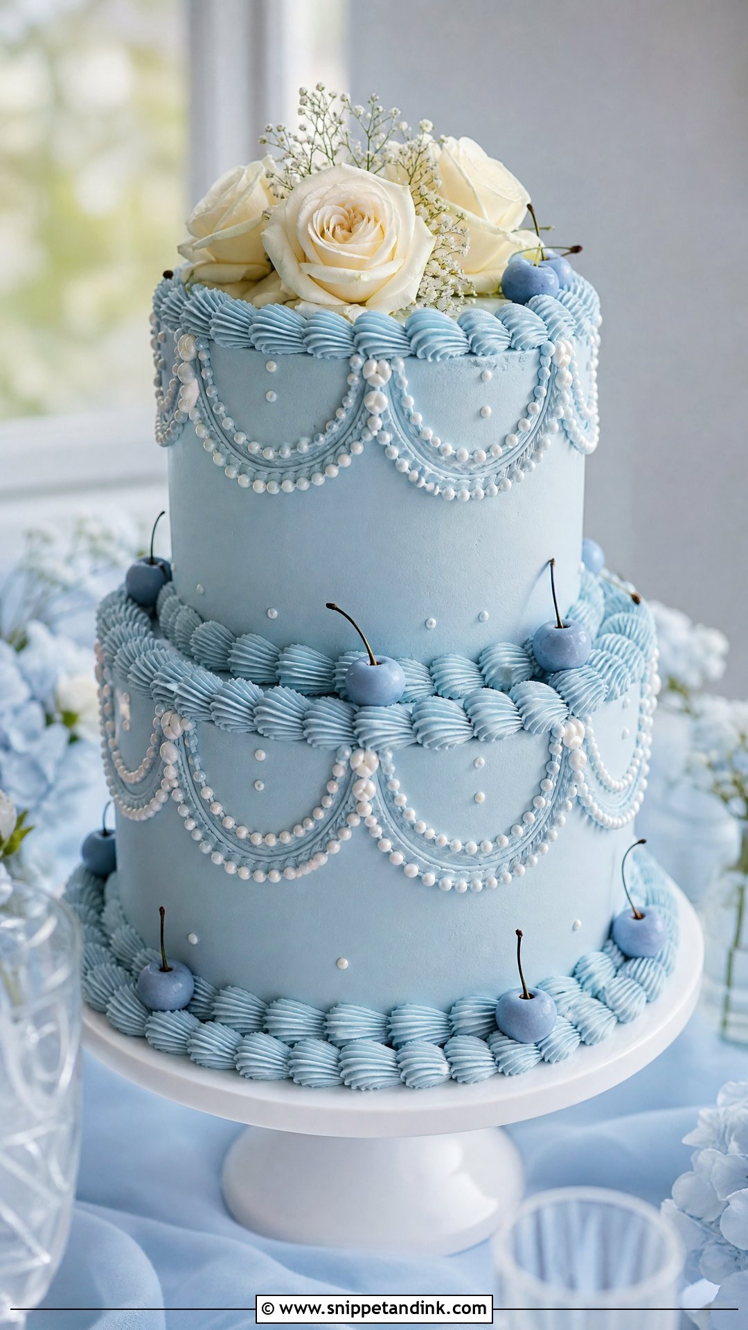 Blue Wedding Cake - Snippet and Ink - 30 Wedding Cake Ideas