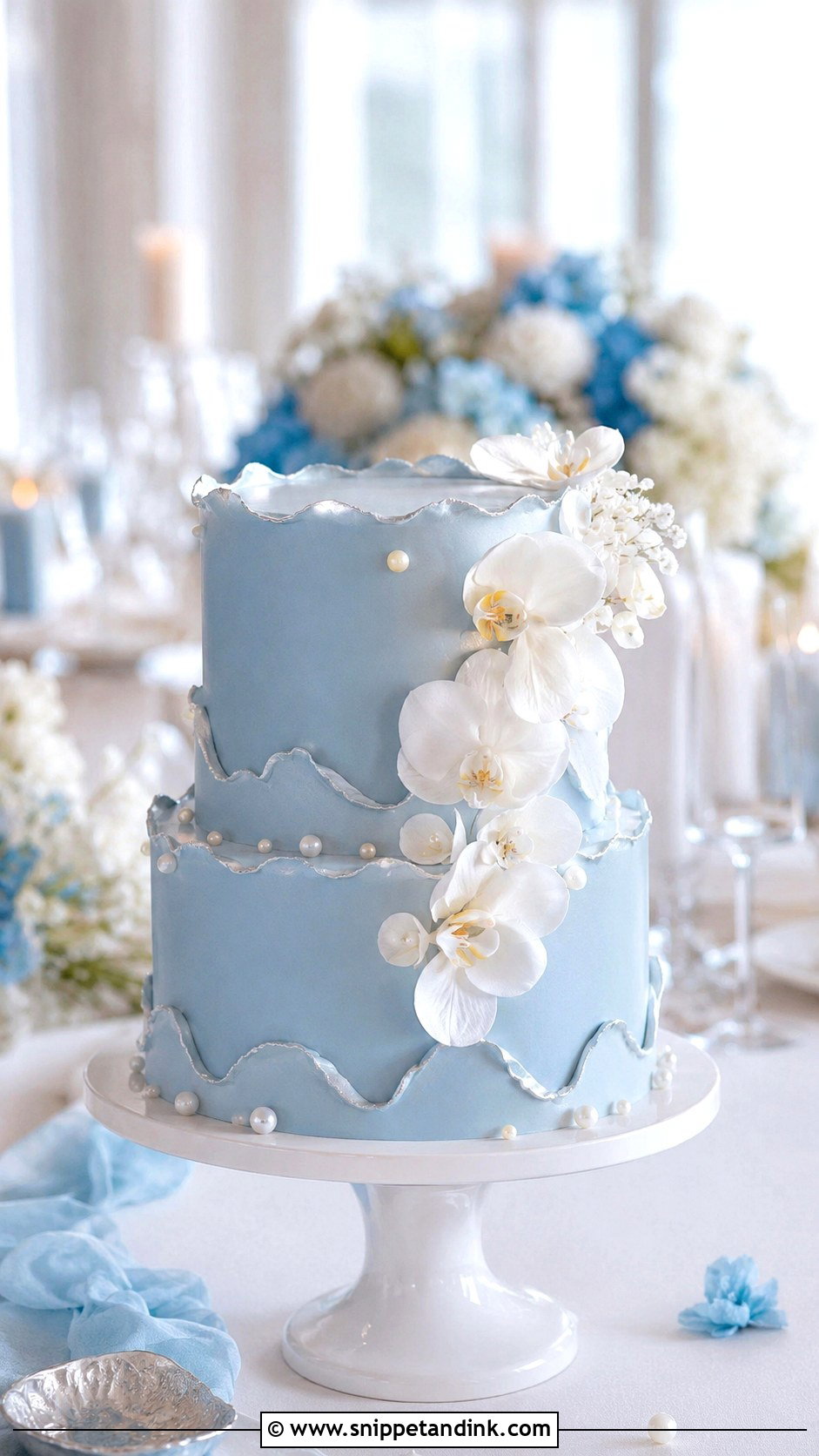 Blue Wedding Cake - Snippet and Ink - 20 Elegant Wedding Cake Designs