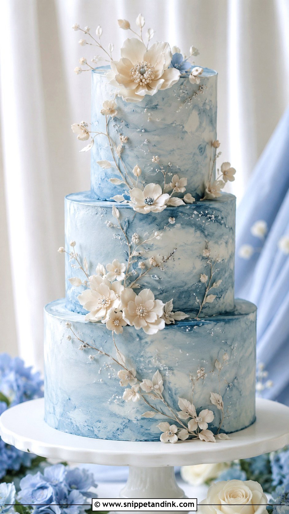Blue Wedding Cake - Snippet and Ink - 20 Enchanted Cake Ideas for Wedding