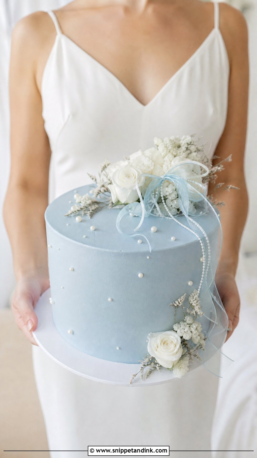 Blue Wedding Cake - Snippet and Ink - 20 Person Holding Cake Ideas for Wedding
