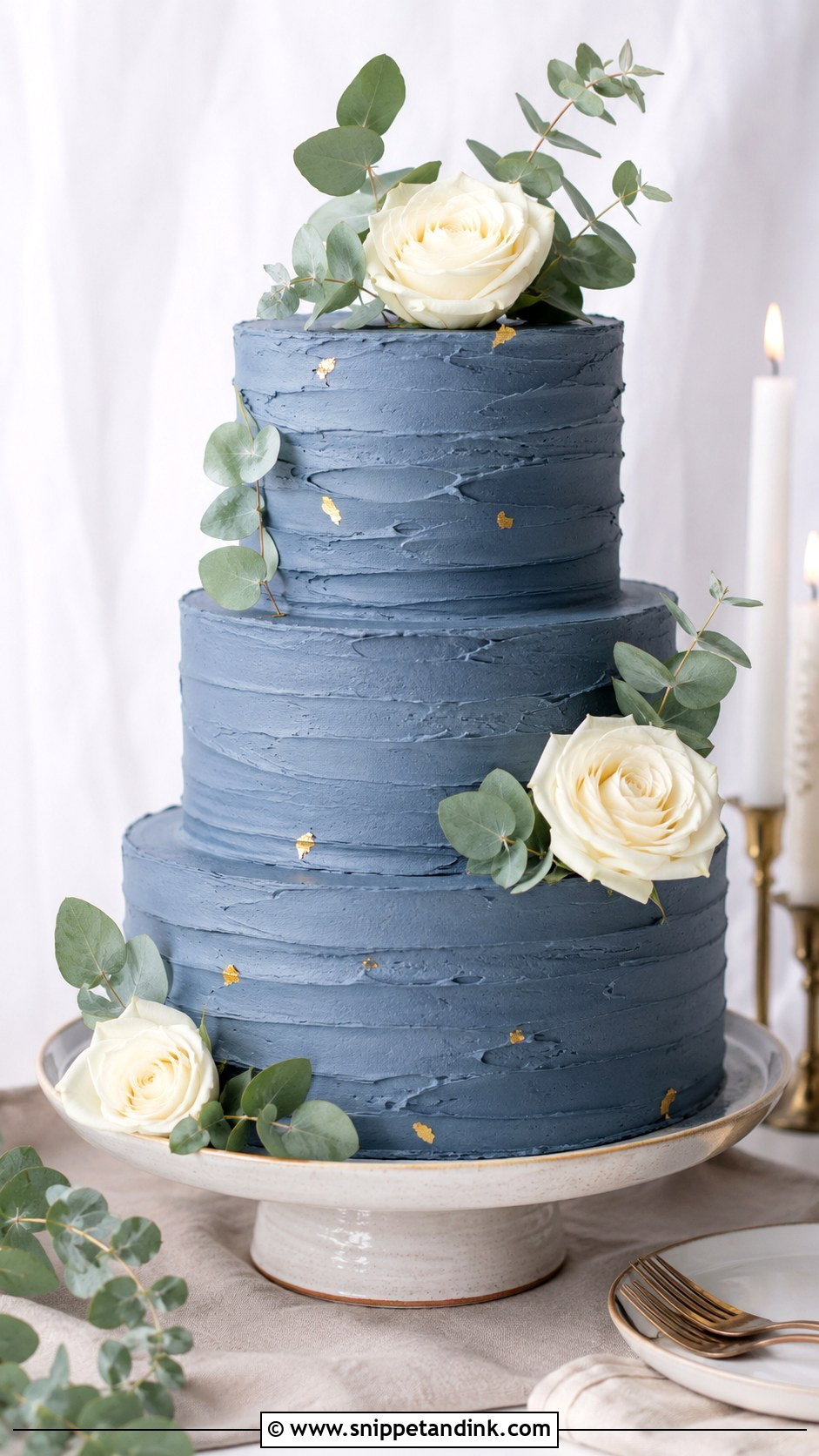 Blue Wedding Cake With Buttercream Texture - Snippet and Ink - 20 Blue Wedding Cake Ideas