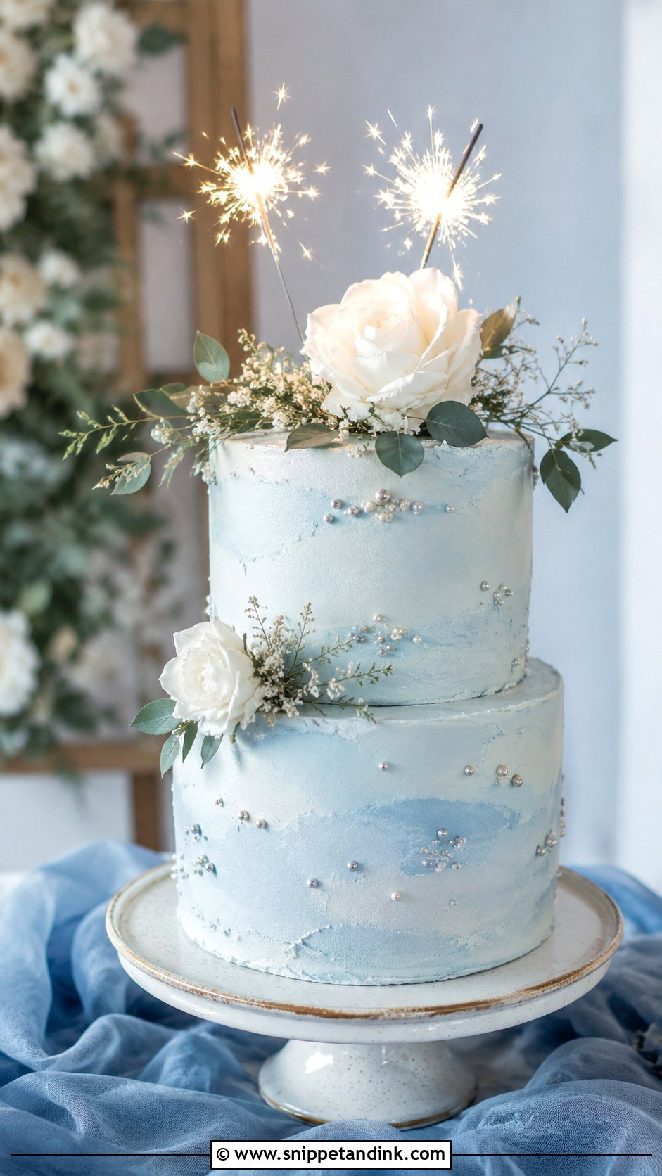 Blue Wedding Cake With Sparklers - Snippet and Ink - 20 Cake Ideas with Sparklers for Wedding