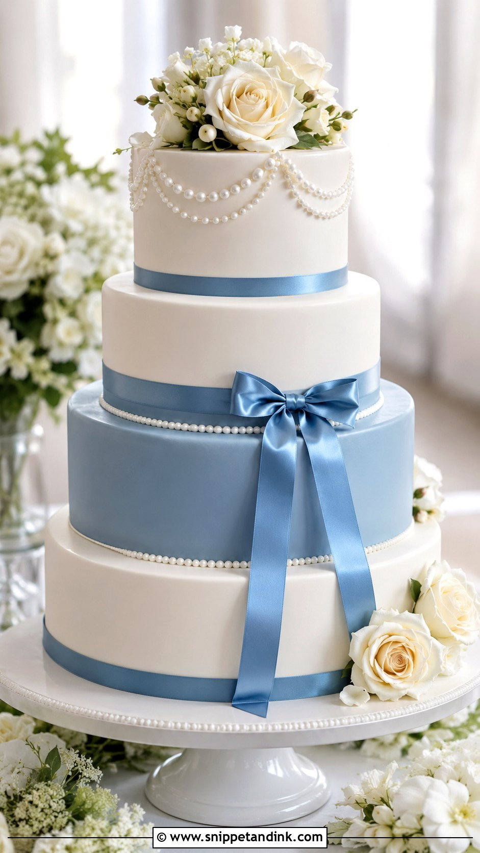 Blue Wedding Cake With White Fondant - Snippet and Ink - 20 Blue Wedding Cake Ideas