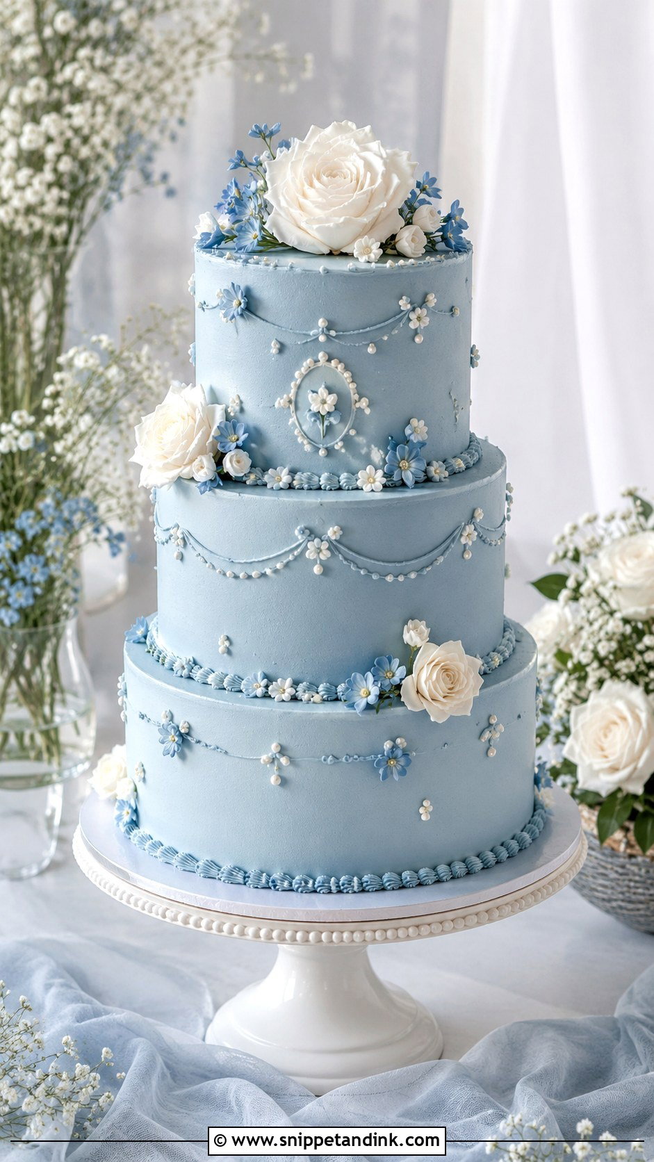 Blue Wedding Cake - Snippet and Ink - 20 Beautiful Wedding Cakes