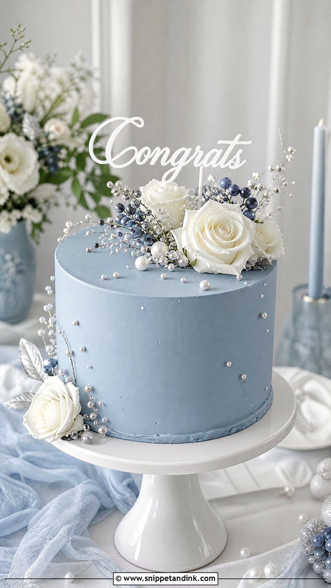 Blue Wedding Congrats Cake - Snippet and Ink - 30 Congrats Cake Ideas for Wedding