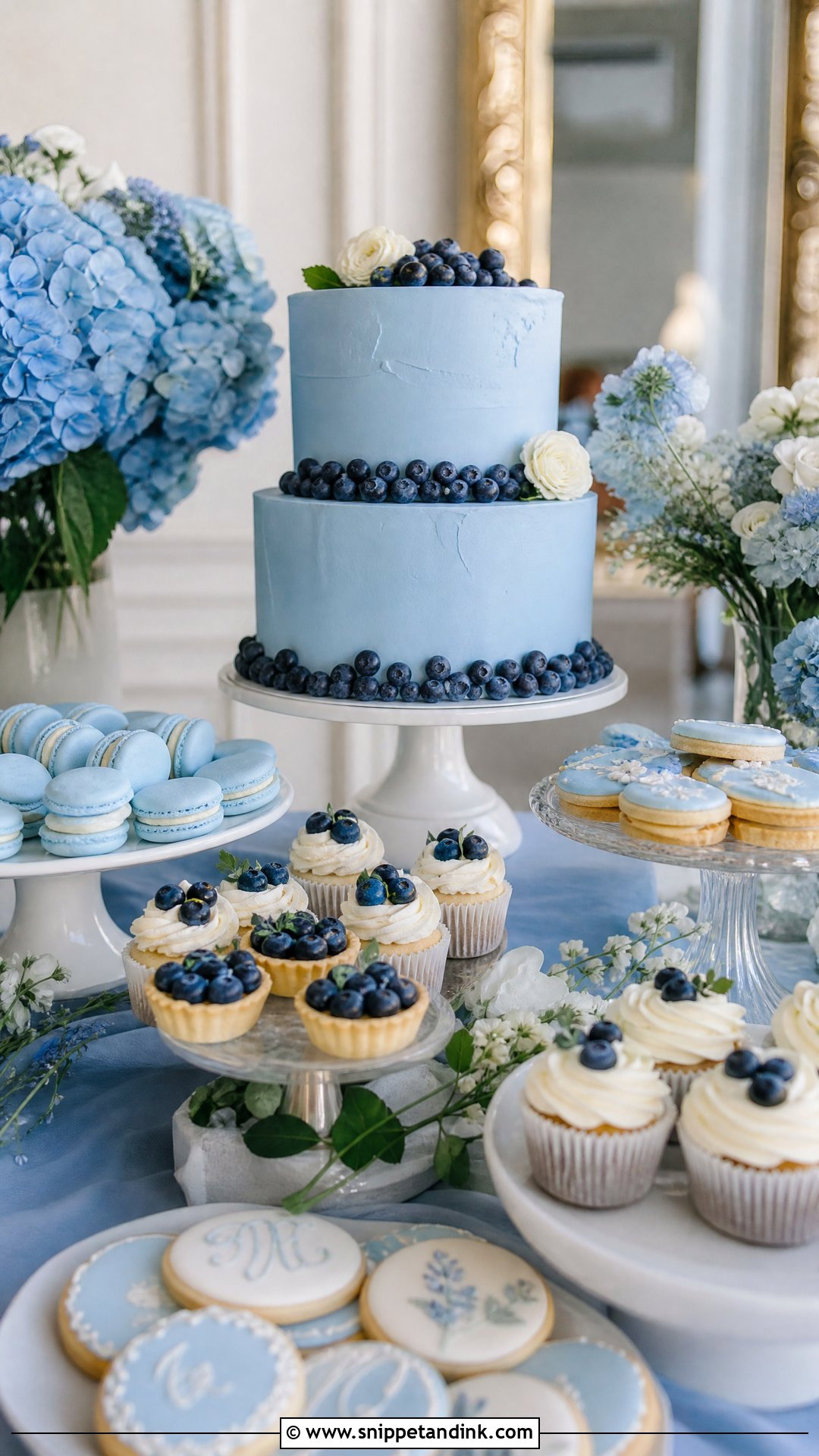 Blue Wedding Dessert Table - Snippet and Ink - 20 Wedding Dessert Table Ideas