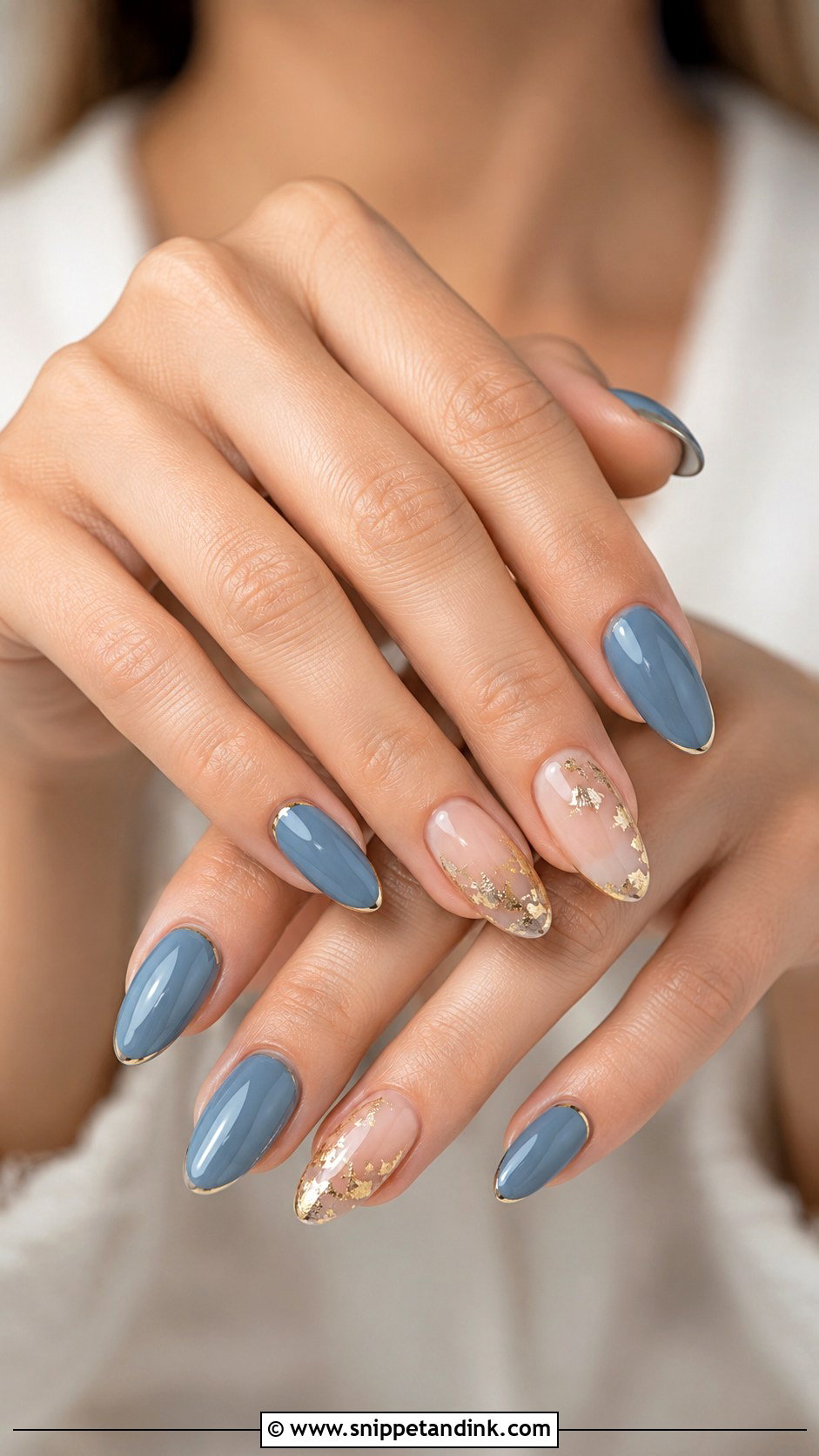 Blue Wedding Nails With Gold - Snippet and Ink - 30 Blue Wedding Nails
