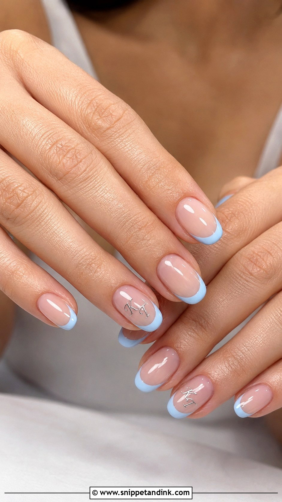 Blue Wedding Nails With Initials - Snippet and Ink - 20 Wedding Nails Initials