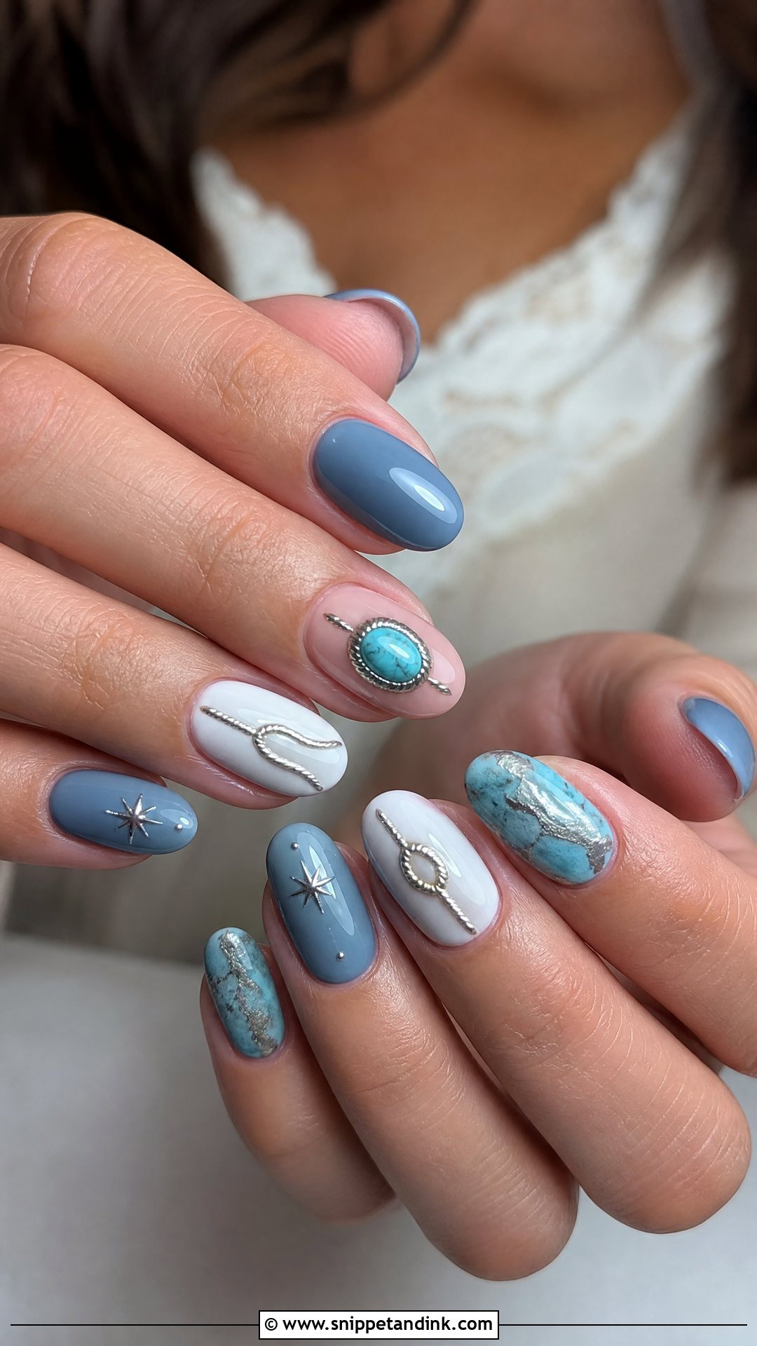 Blue Western Wedding Nails - Snippet and Ink - 25 Western Wedding Nails