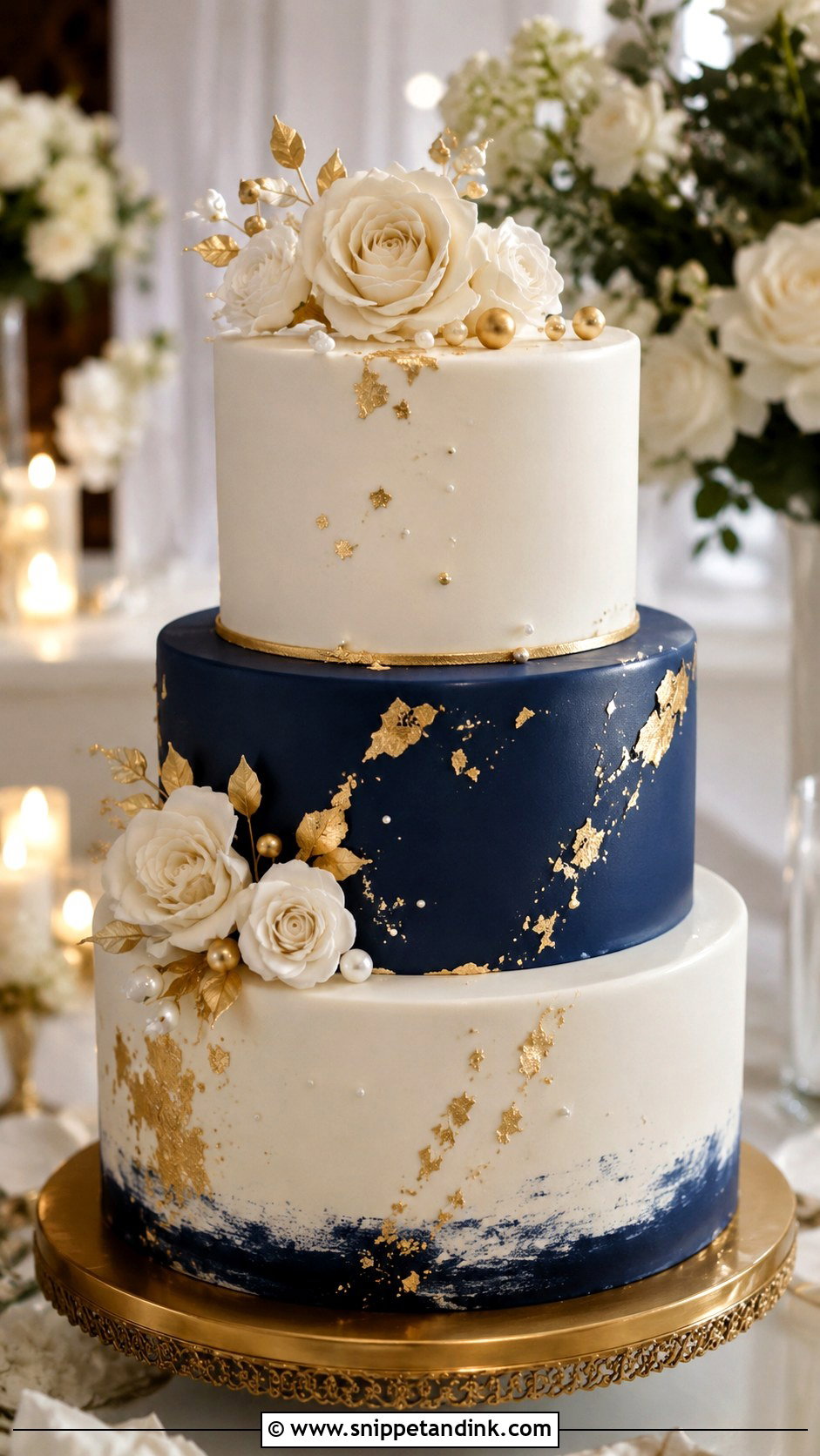 Blue White And Gold Wedding Cake - Snippet and Ink - 20 Blue White and Gold Cake Ideas for Wedding