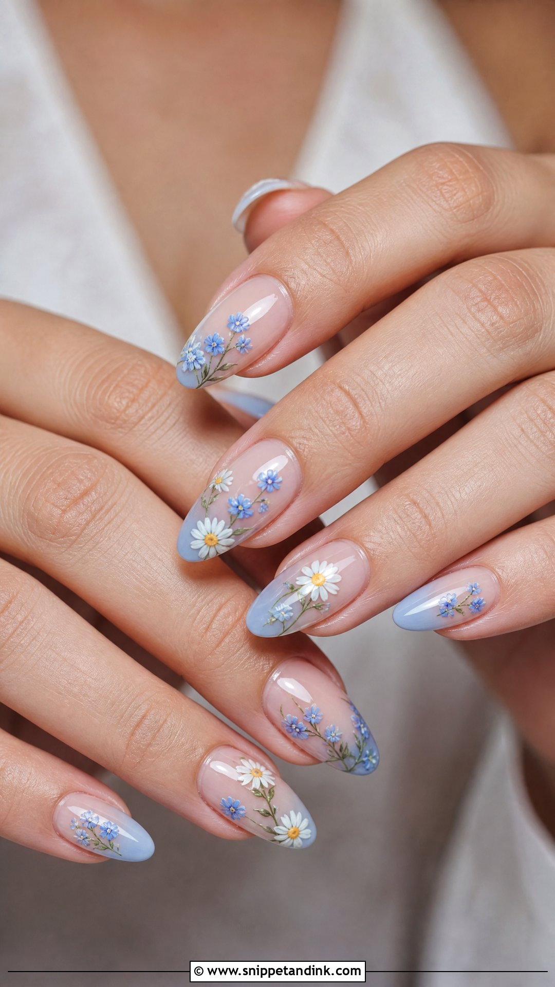 Blue Wildflower Wedding Nails - Snippet and Ink - 20 Wildflower Wedding Nails