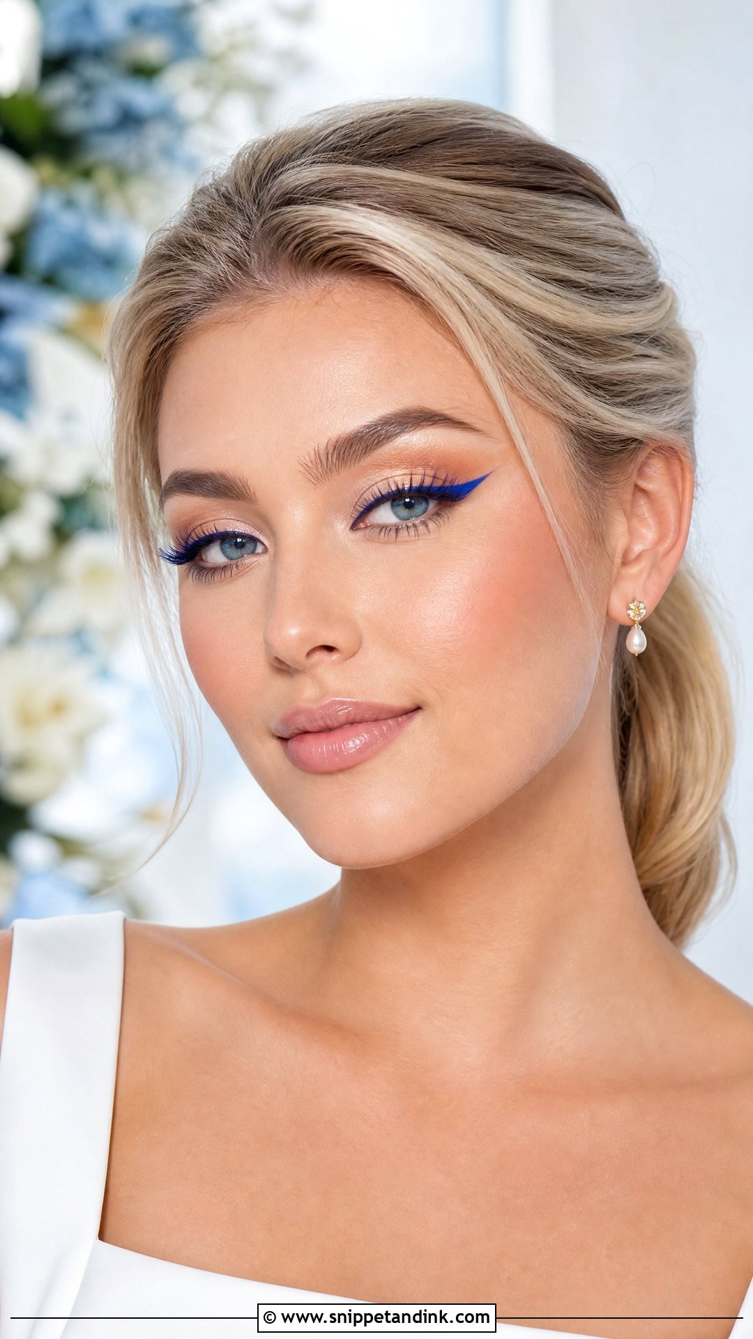 Blue Winged Liner Bridal Makeup - Snippet and Ink - 20 Blue Bridal Makeup Ideas