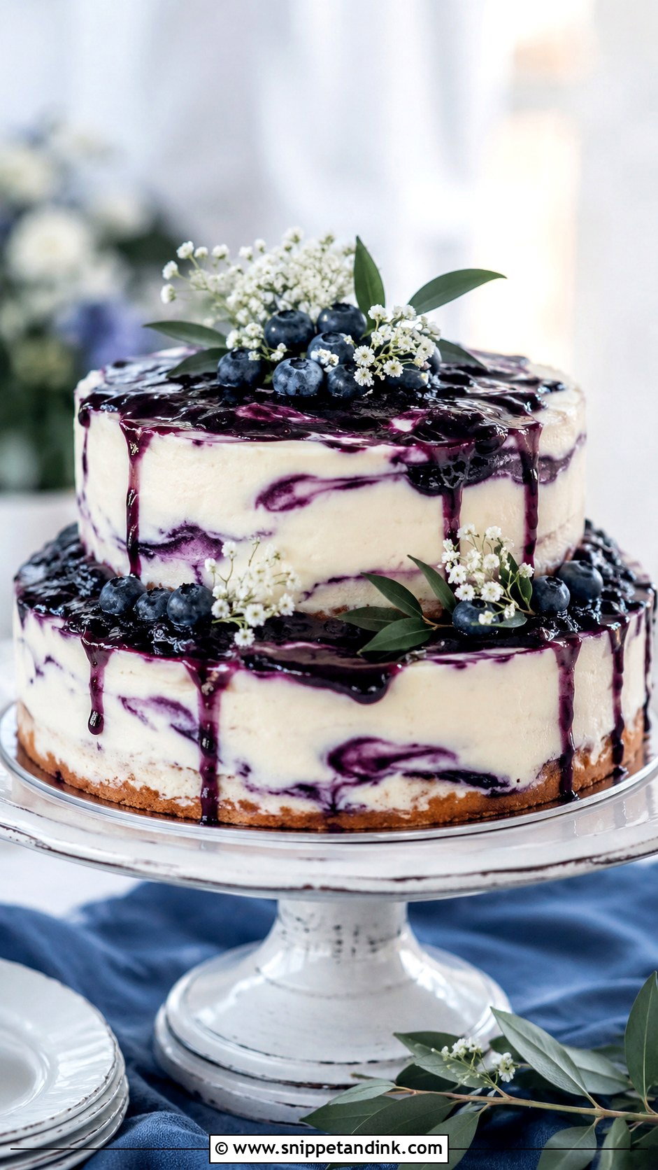 Blueberry Cheesecake Wedding Cake - Snippet and Ink - 20 Cheesecake Wedding Cake Ideas