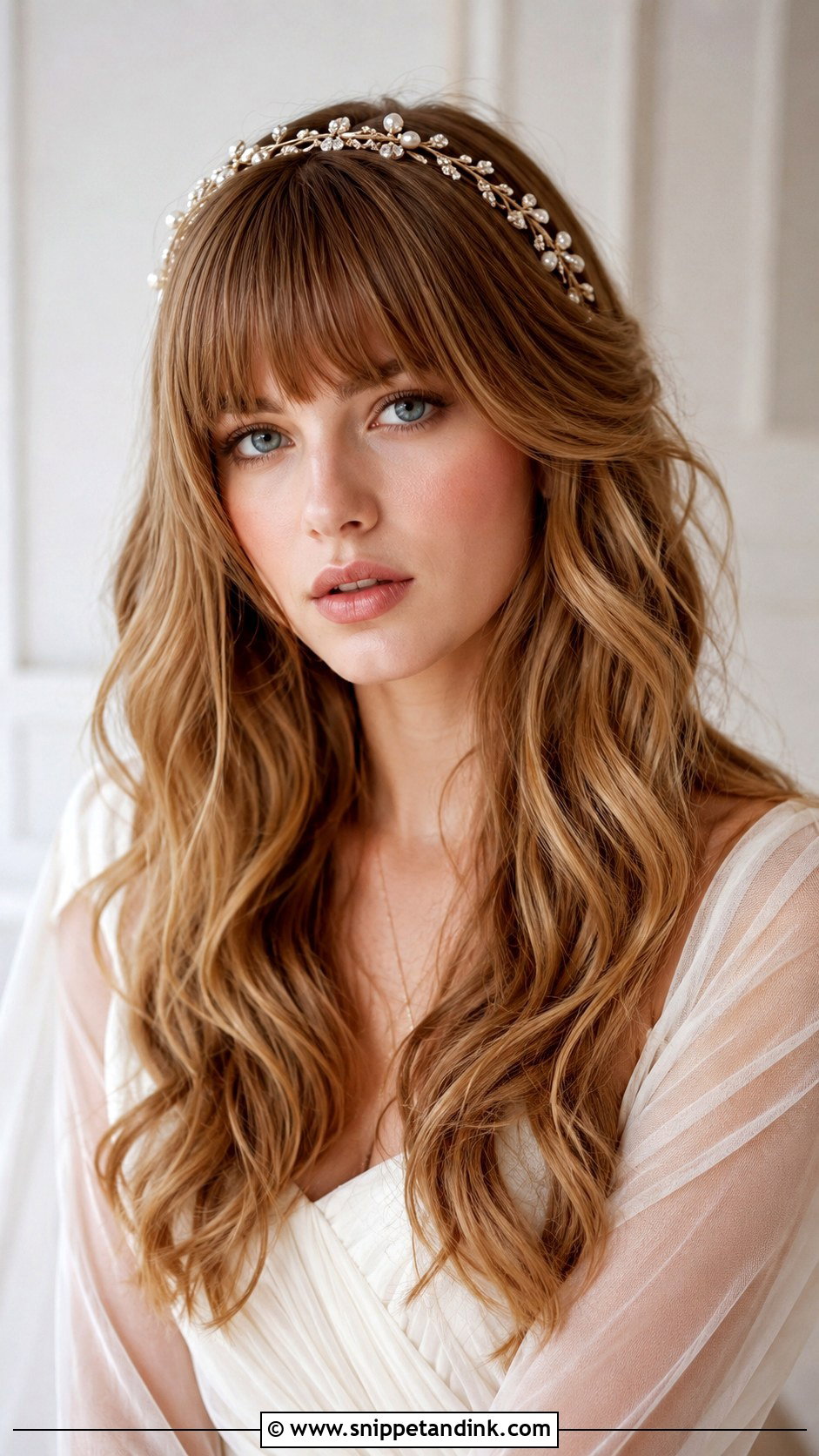 Blunt Bangs With Long Waves - Snippet and Ink - 20 Brides with Bangs
