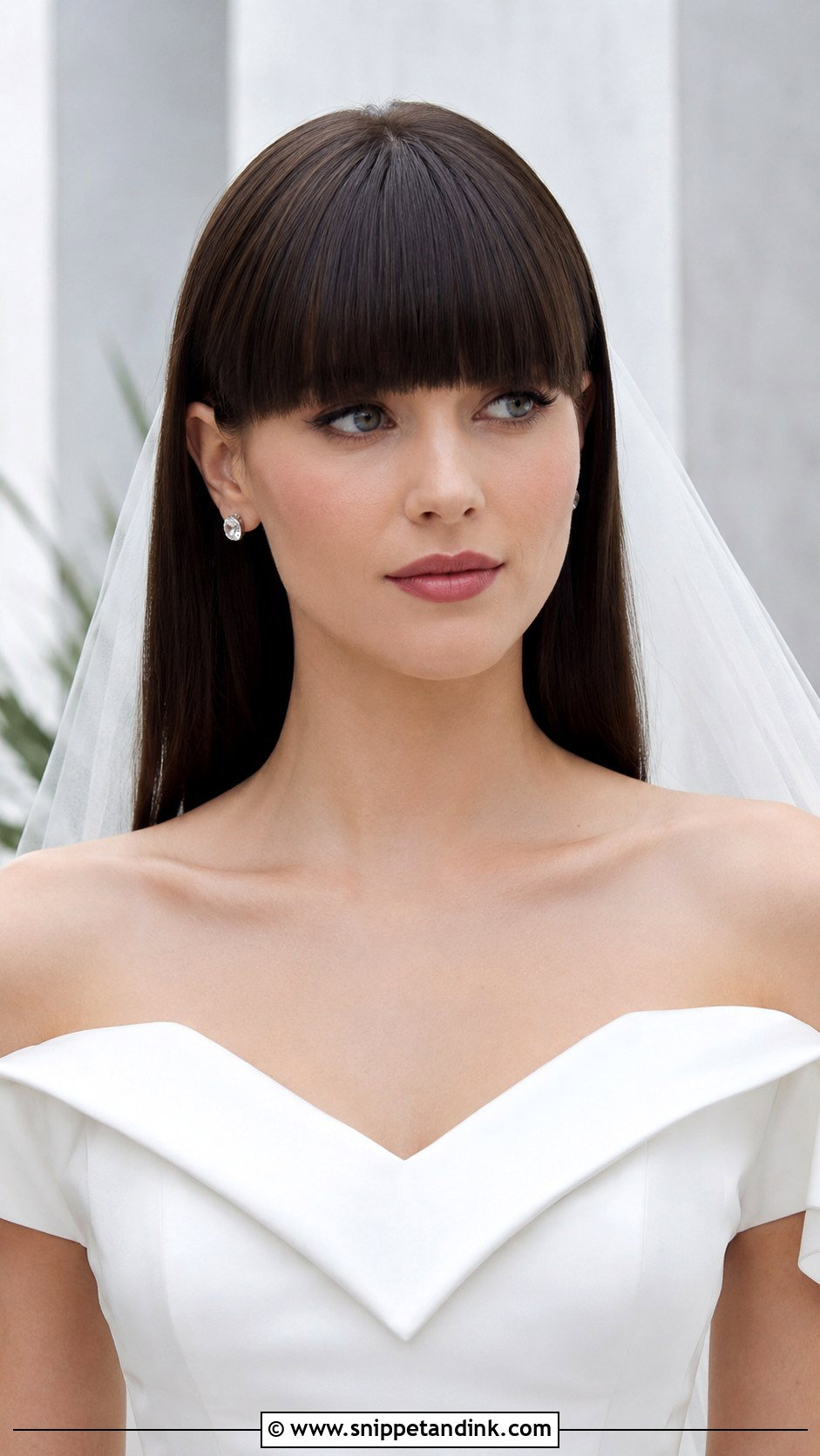 Blunt Bangs With Sleek Straight Hair - Snippet and Ink - 25 Wedding Hair Bangs Ideas