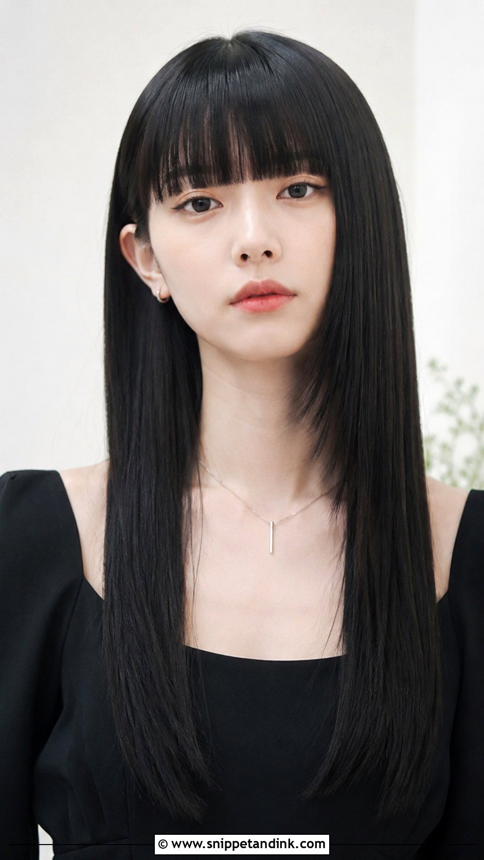 Blunt Bangs With Sleek Straight Hair - Snippet and Ink - 20 Wedding Guest Hairstyles Bangs