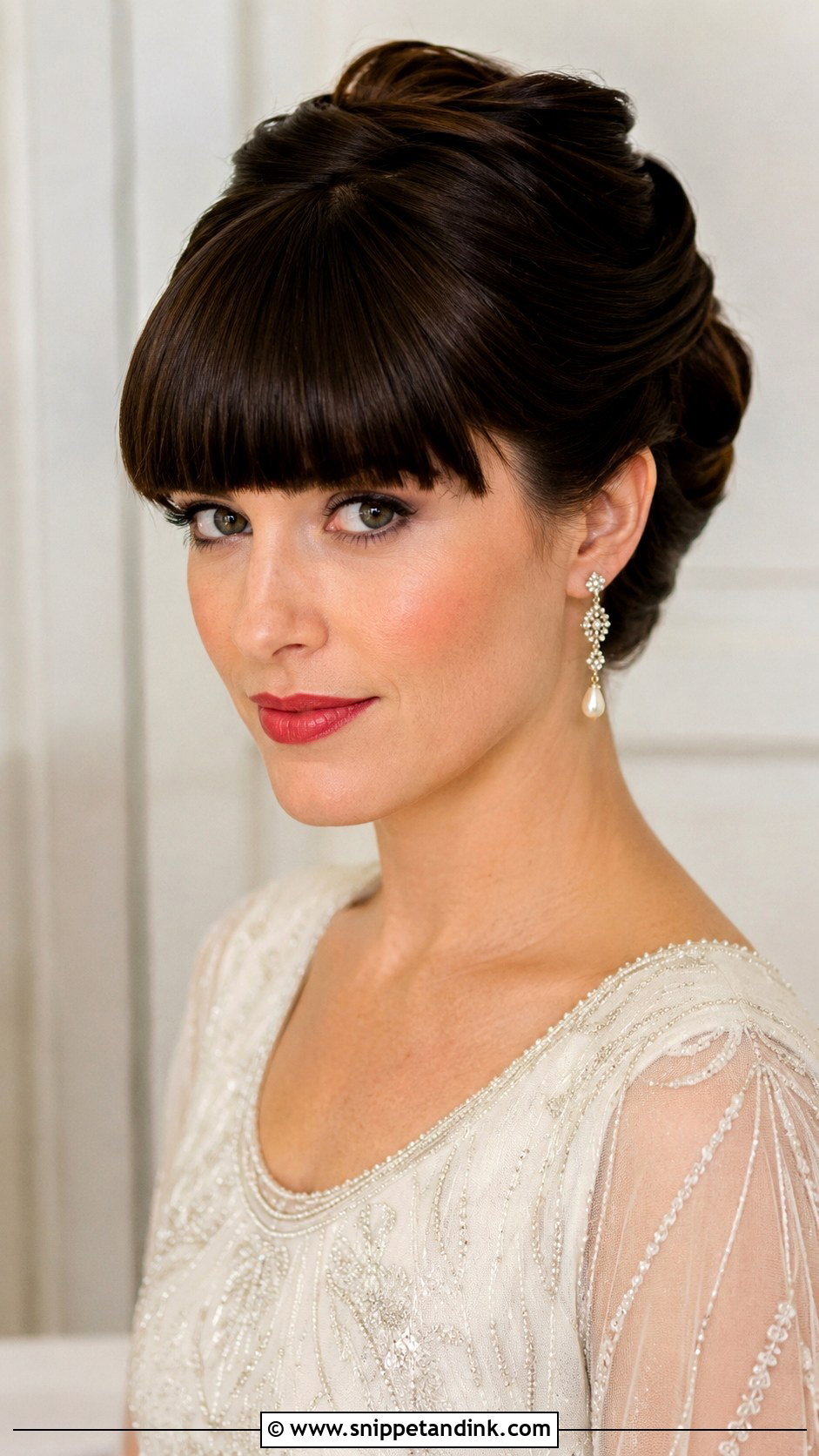 Blunt Bangs With Vintage Updo - Snippet and Ink - 25 Bride Hairstyles with Bangs