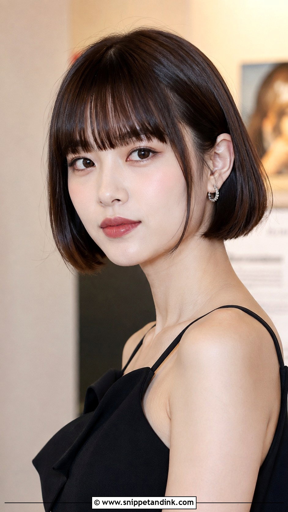 Blunt Bangs With a Sleek Bob - Snippet and Ink - 20 Wedding Guest Hairstyles Bangs