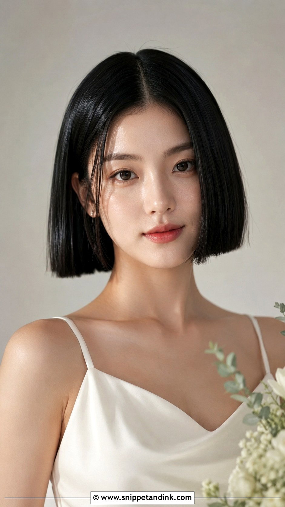 Blunt Bob With Center Part - Snippet and Ink - 20 Short Hair Maid of Honor Hairstyles