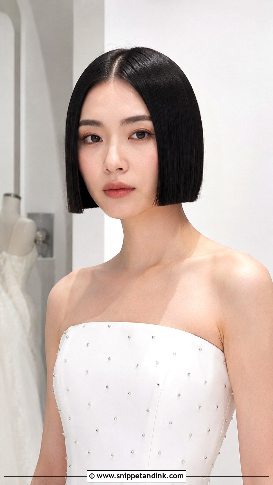 Blunt Bob With Center Part - Snippet and Ink - 25 Short Bob Wedding Hairstyles