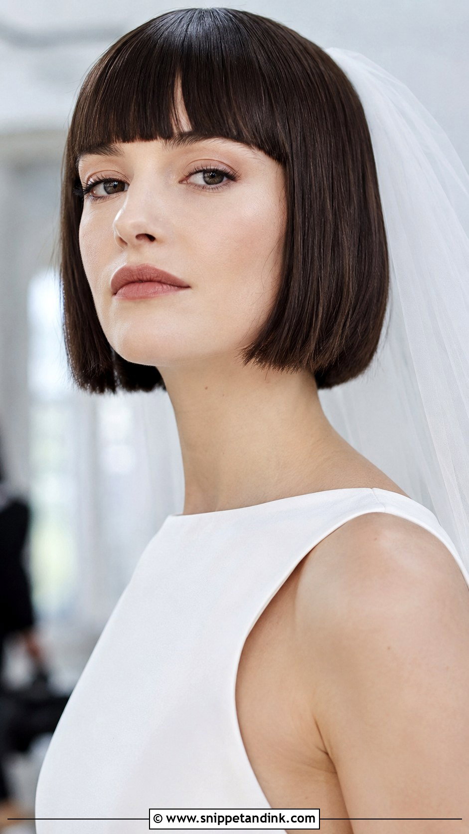 Blunt Bob With Straight Bangs - Snippet and Ink - 30 Bob Wedding Hairstyles