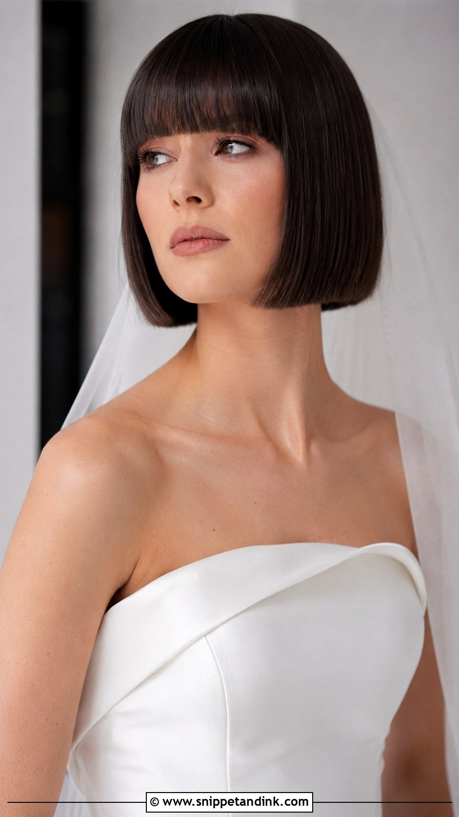 Blunt Bob With Straight Bangs - Snippet and Ink - 20 Bob Bridal Hair Ideas