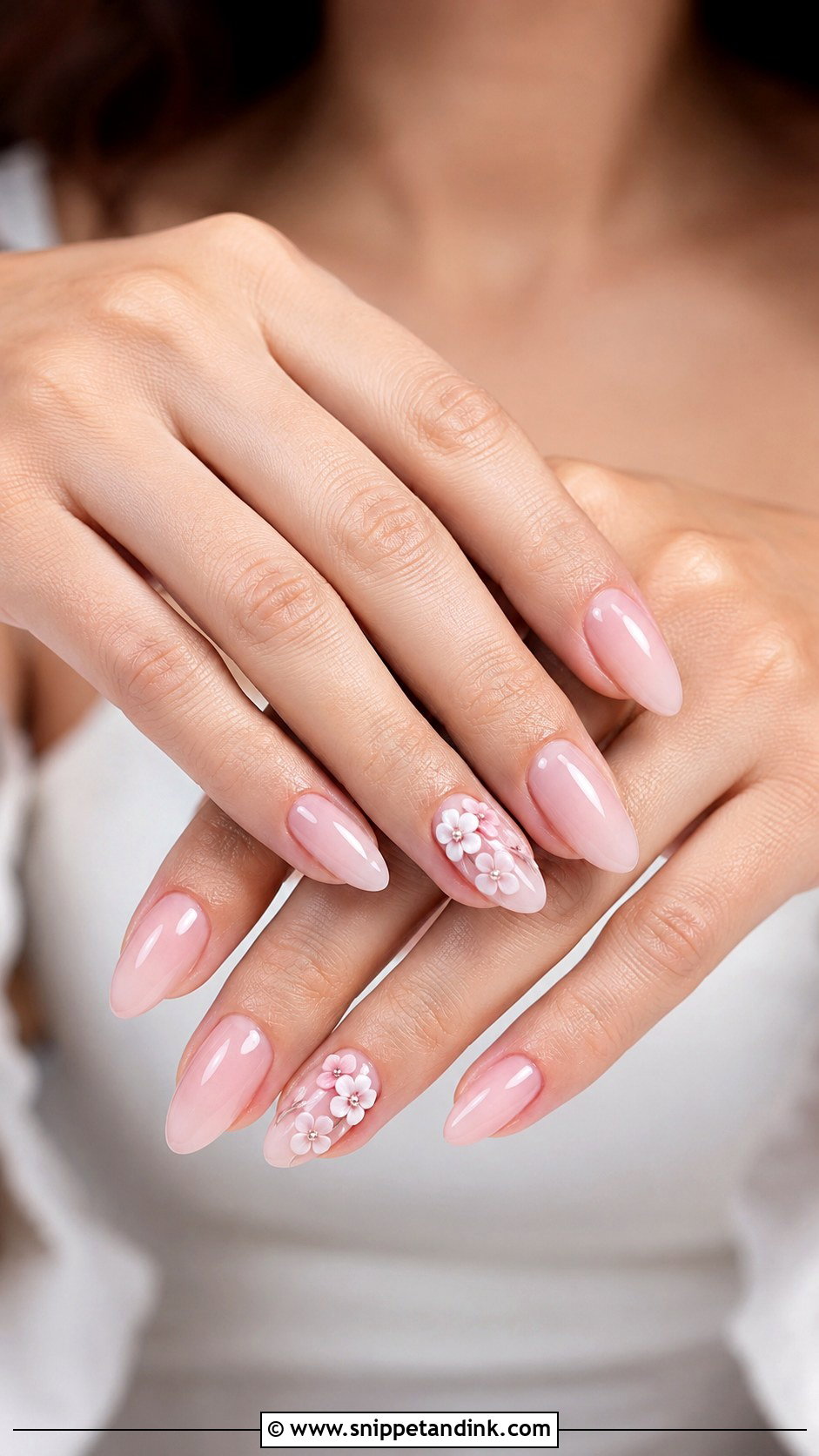 Blush 3D Flower Wedding Nails - Snippet and Ink - 20 Blush Wedding Nails