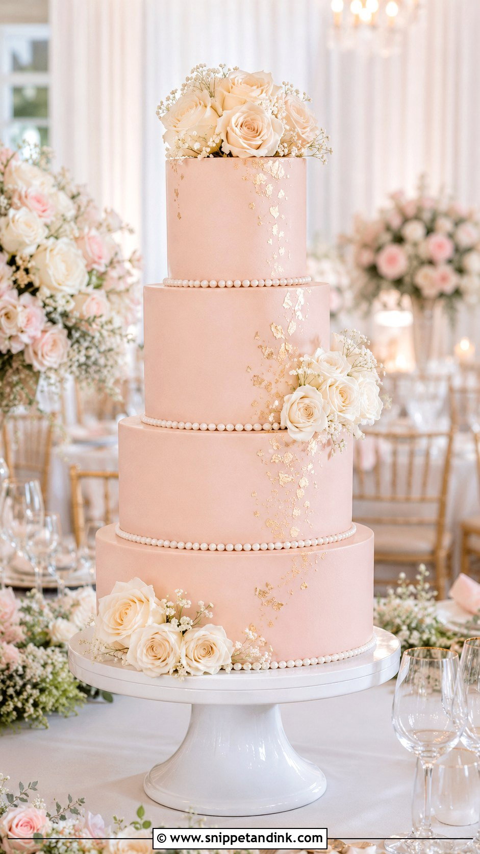 Blush 4 Tier Wedding Cake - Snippet and Ink - 20 Elegant 4 Tier Wedding Cakes