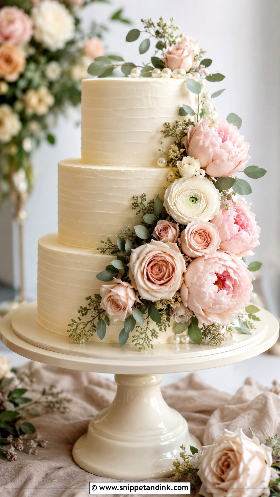 Blush Bouquet Wedding Cake - Snippet and Ink - 20 Bouquet Cake Design Ideas for Wedding