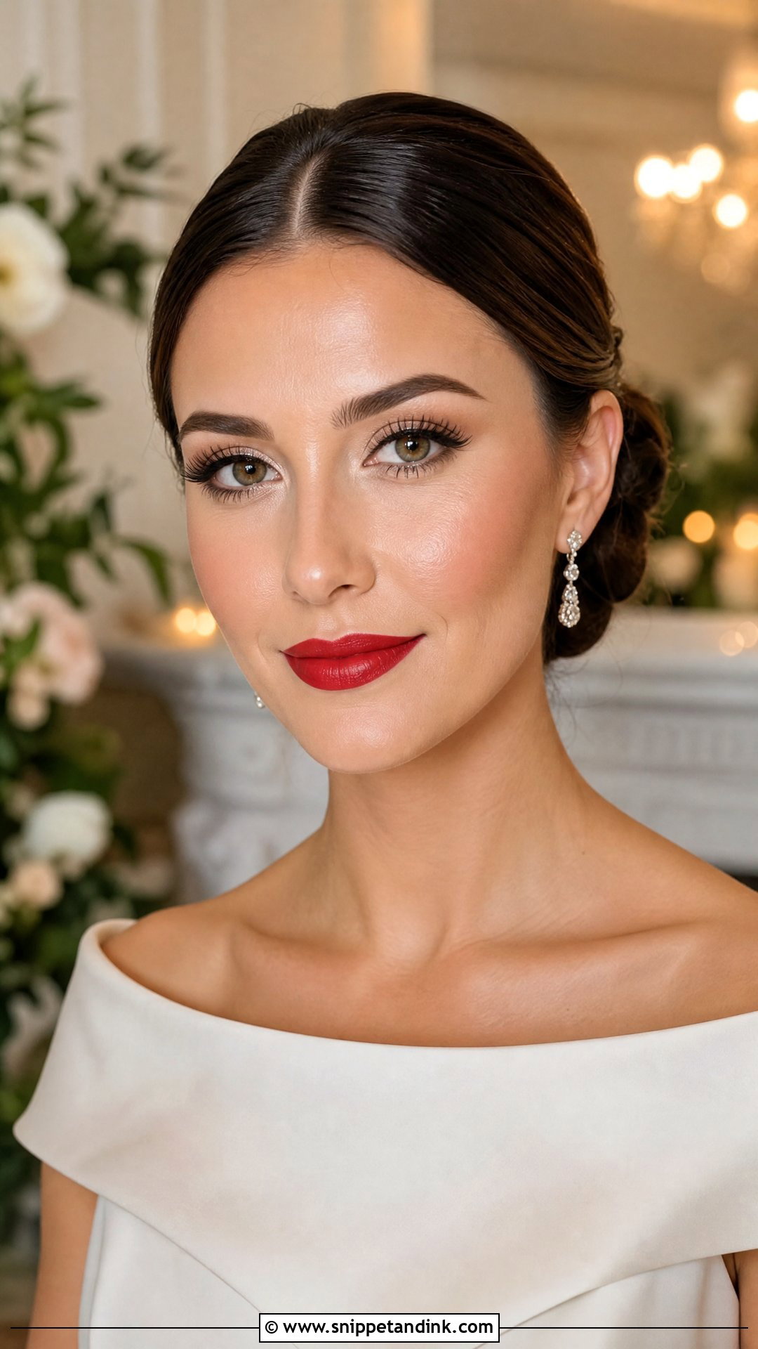 Blush Bridal Makeup With Red Lip - Snippet and Ink - 20 Blush Wedding Makeup Ideas