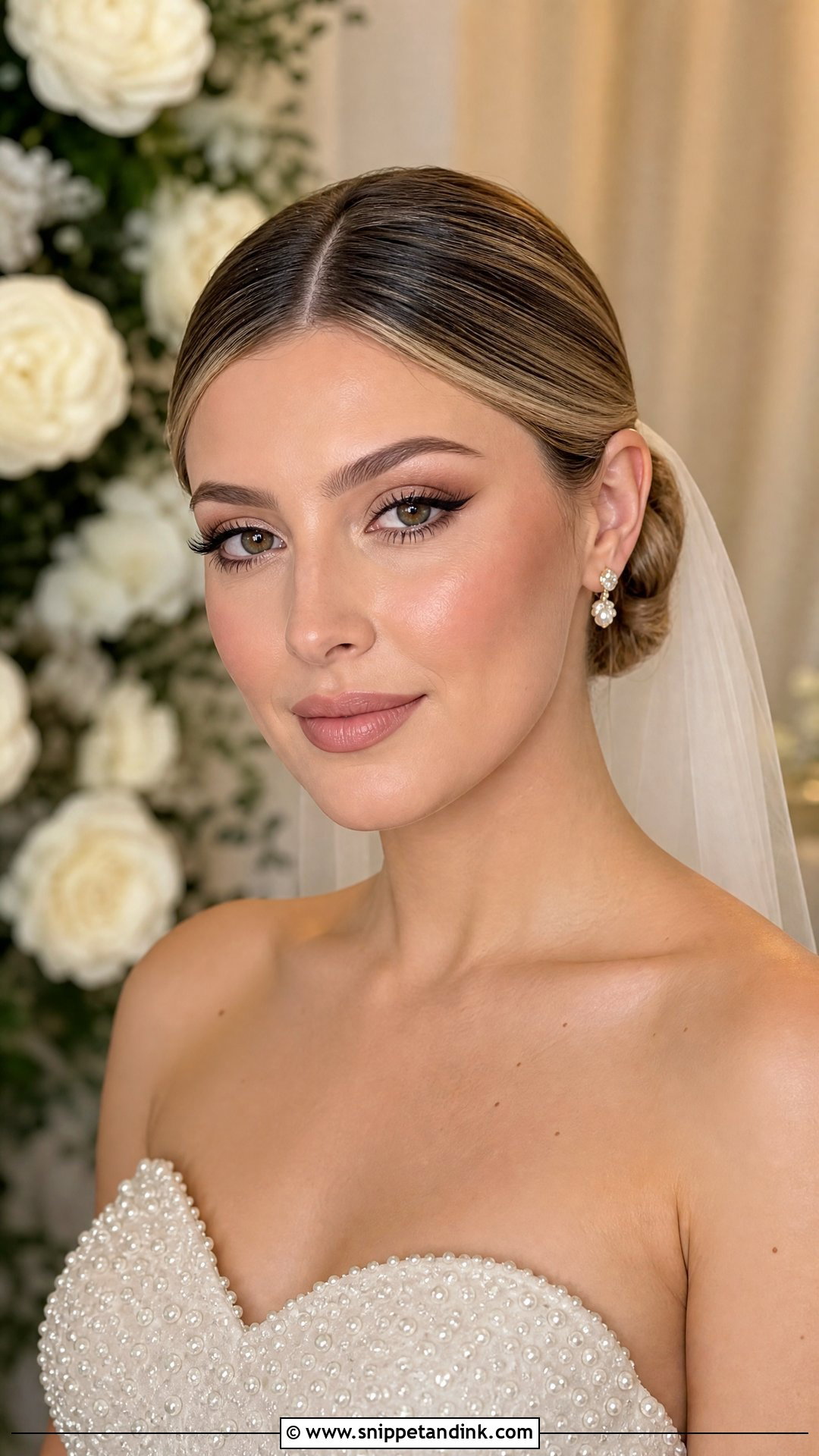 Blush Bridal Makeup With Winged Liner - Snippet and Ink - 20 Blush Bridal Makeup Ideas