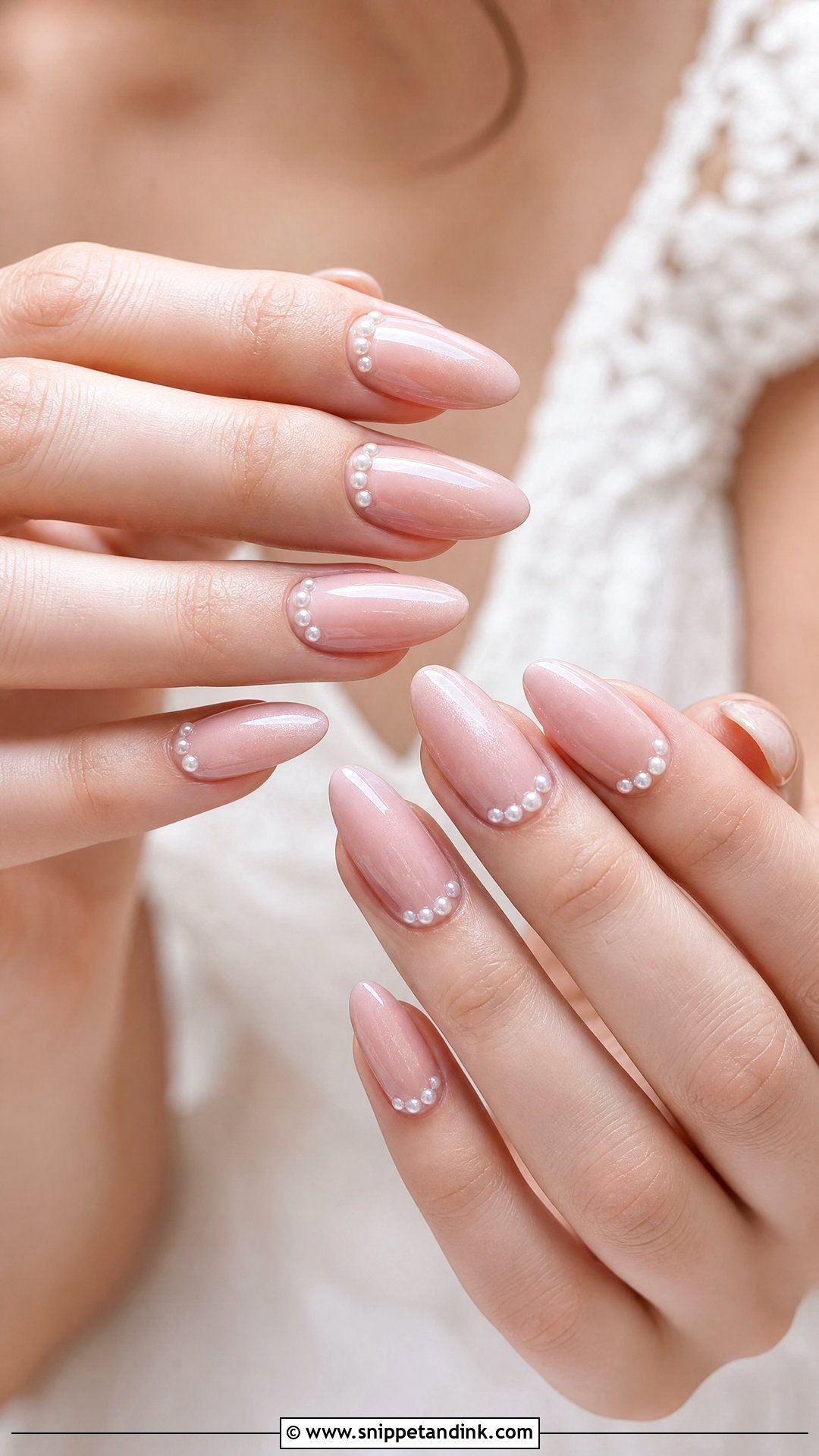 Blush Bridal Nails With Pearls - Snippet and Ink - 25 Bridal Nails with Pearls