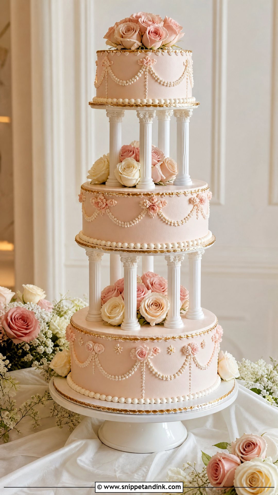 Blush Carousel Wedding Cake - Snippet and Ink - 30 Carousel Cake Ideas for Wedding
