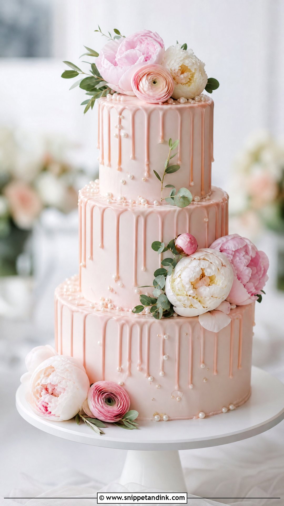 Blush Drip Wedding Cake - Snippet and Ink - 30 Drip Cakes for Wedding