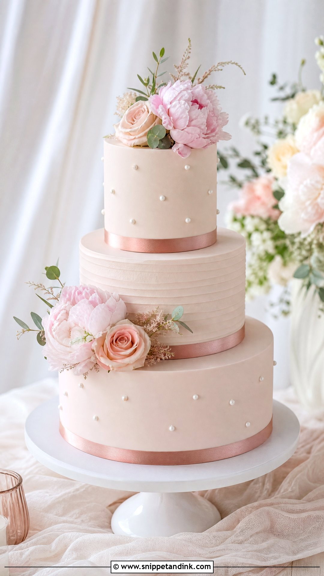 Blush Dummy Wedding Cake - Snippet and Ink - 25 Dummy Cake Ideas for Wedding