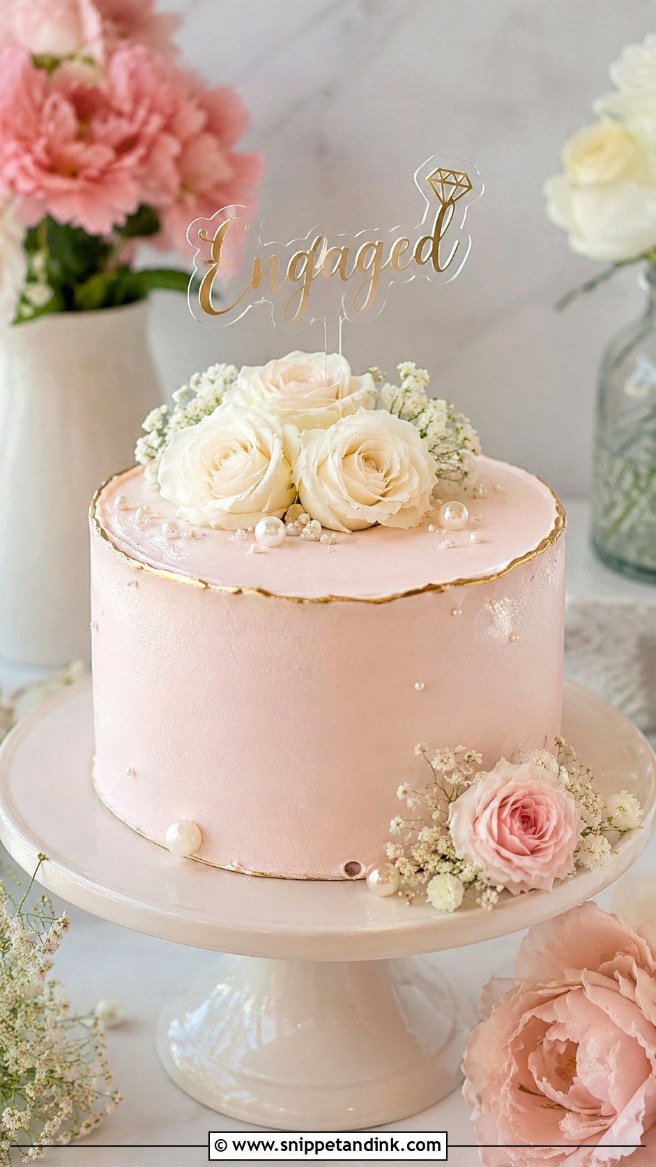 Blush Engagement Cake - Snippet and Ink - 20 Classy Engagement Cake Designs