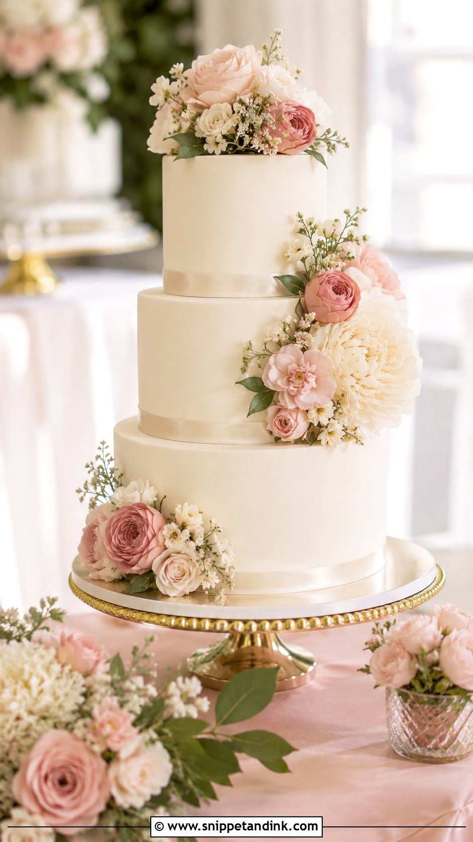 Blush Floral Wedding Cake - Snippet and Ink - 20 Floral Wedding Cakes
