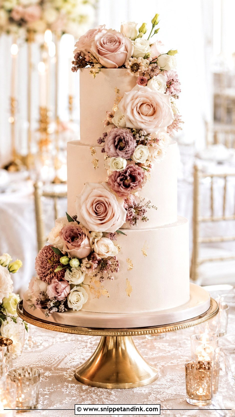 Blush Floral Wedding Cake - Snippet and Ink - 20 Modern Floral Wedding Cake Ideas